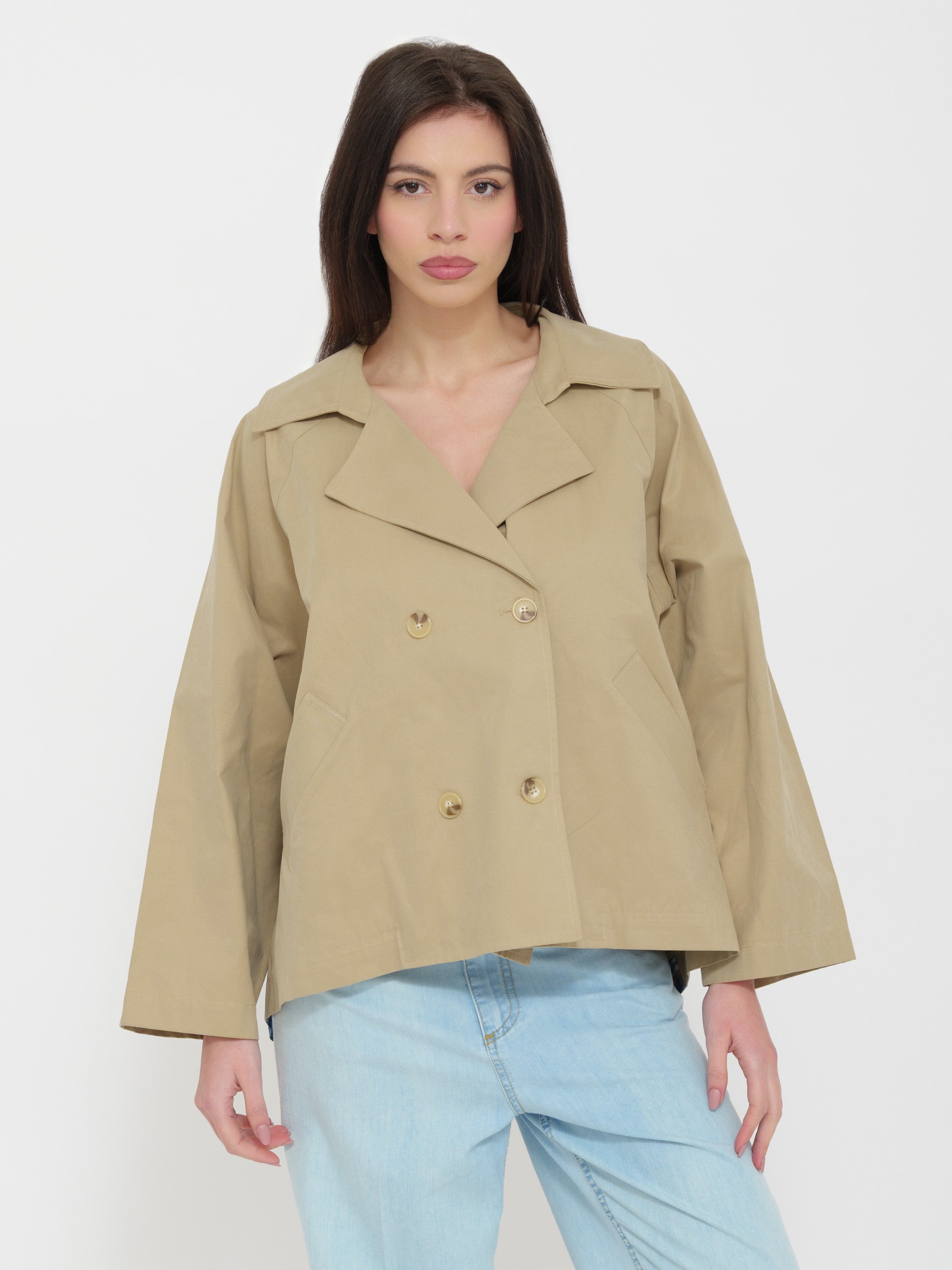 TRENCH COAT WITH GOLD/BEIGE DETAILS
