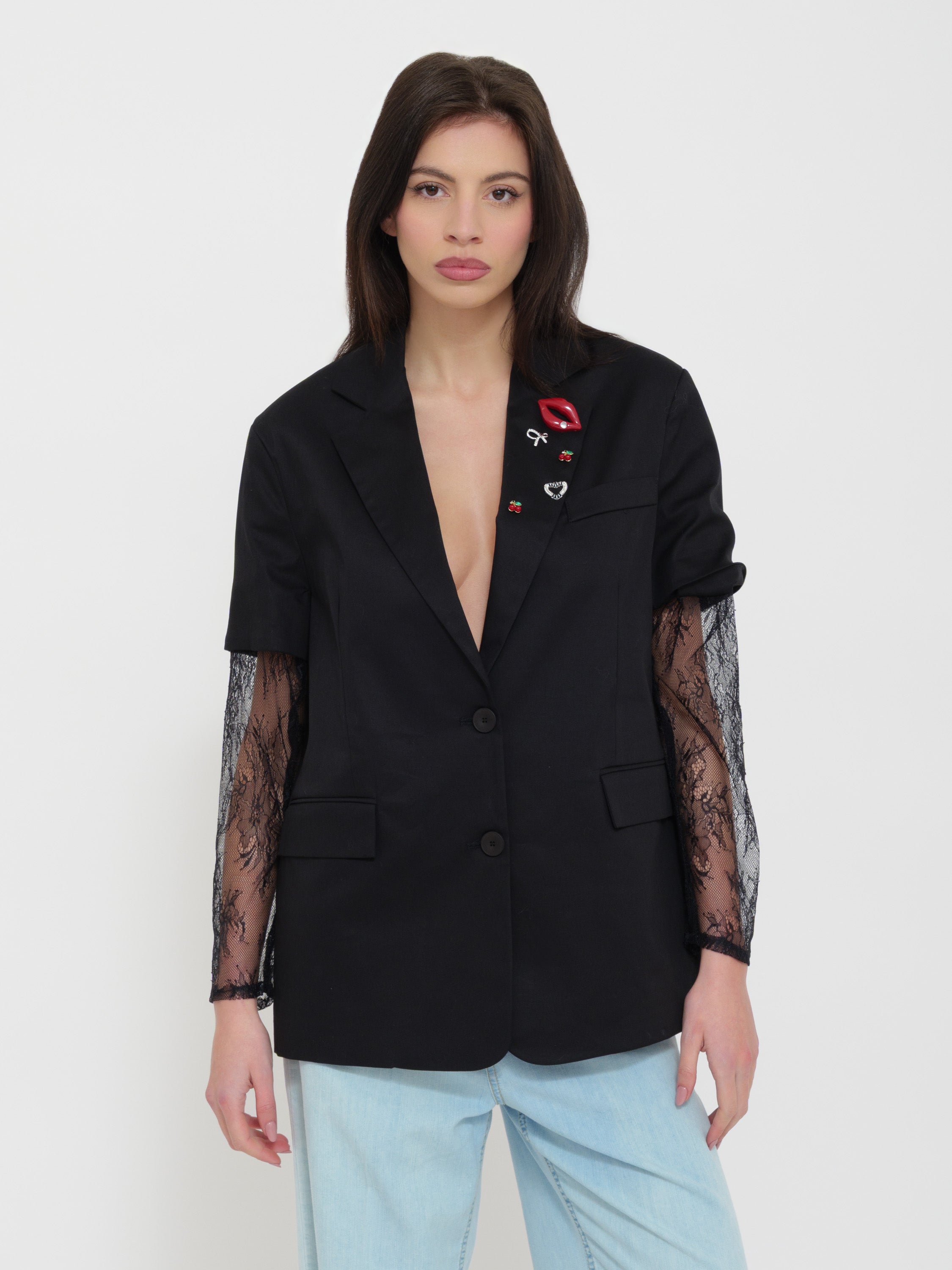 Blazer dettaglio manica pizzo Dixie