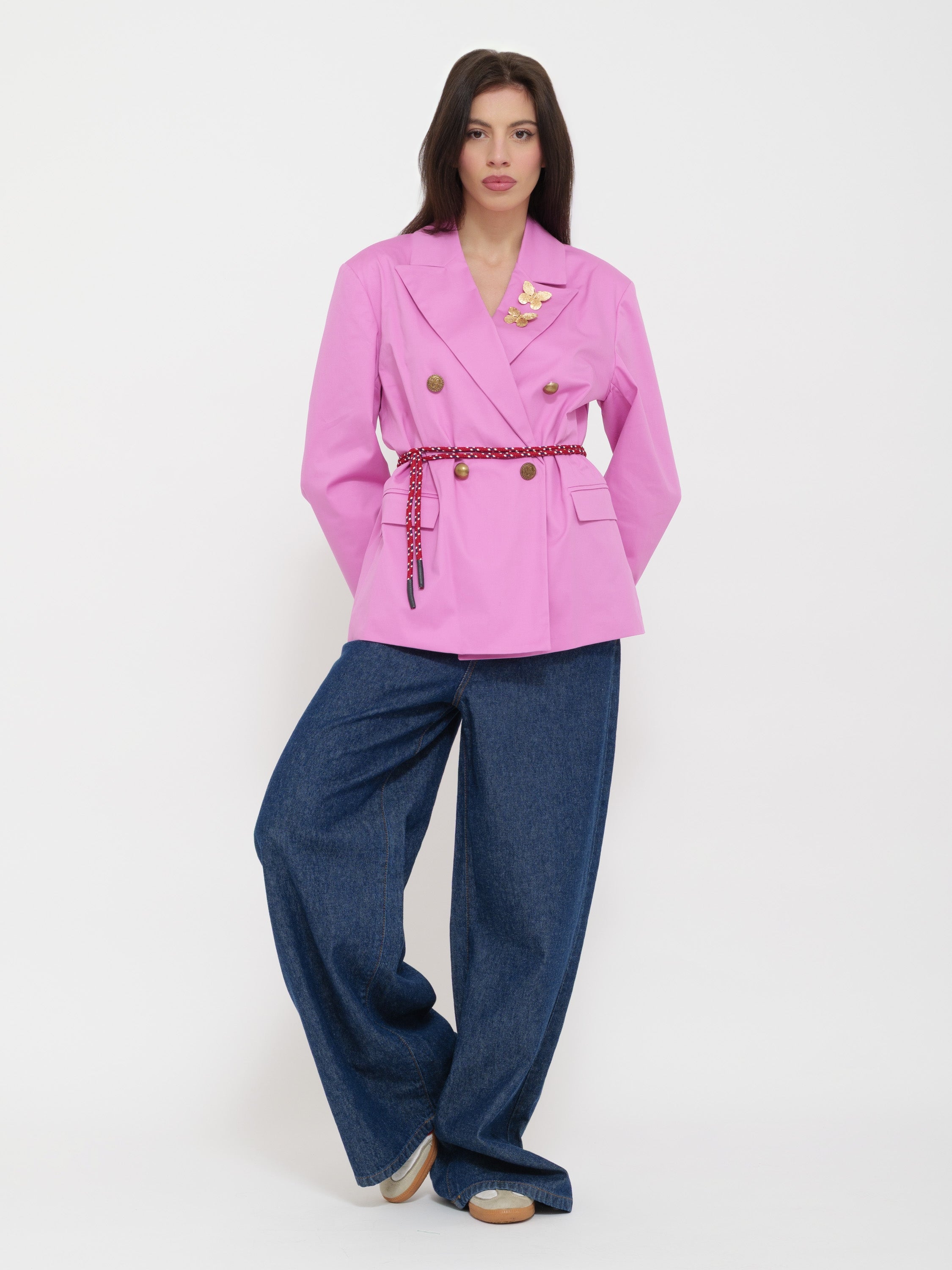 Blazer dettaglio spilla rosa Dixie