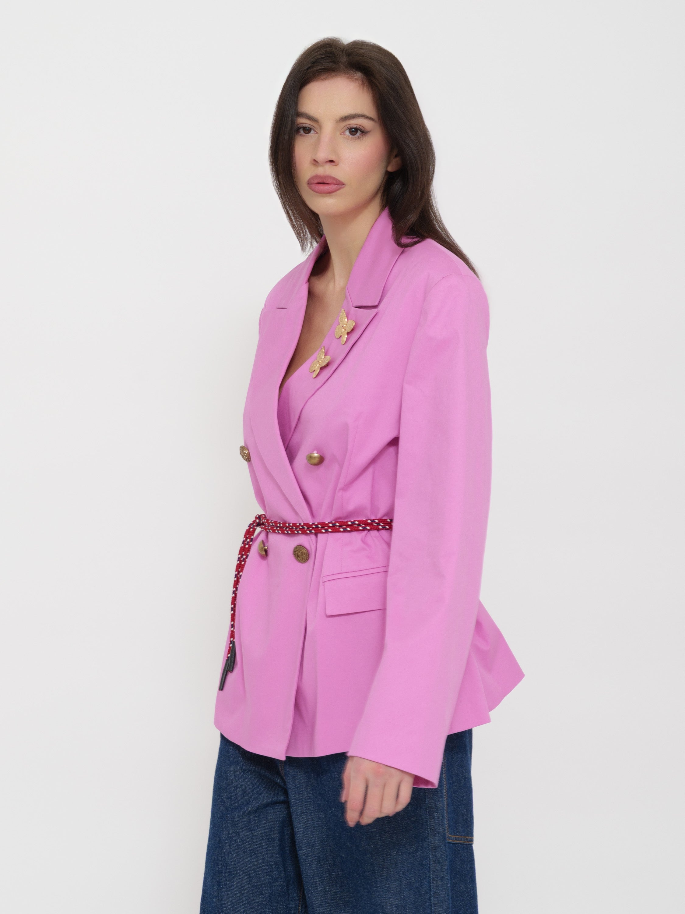 Blazer dettaglio spilla rosa Dixie