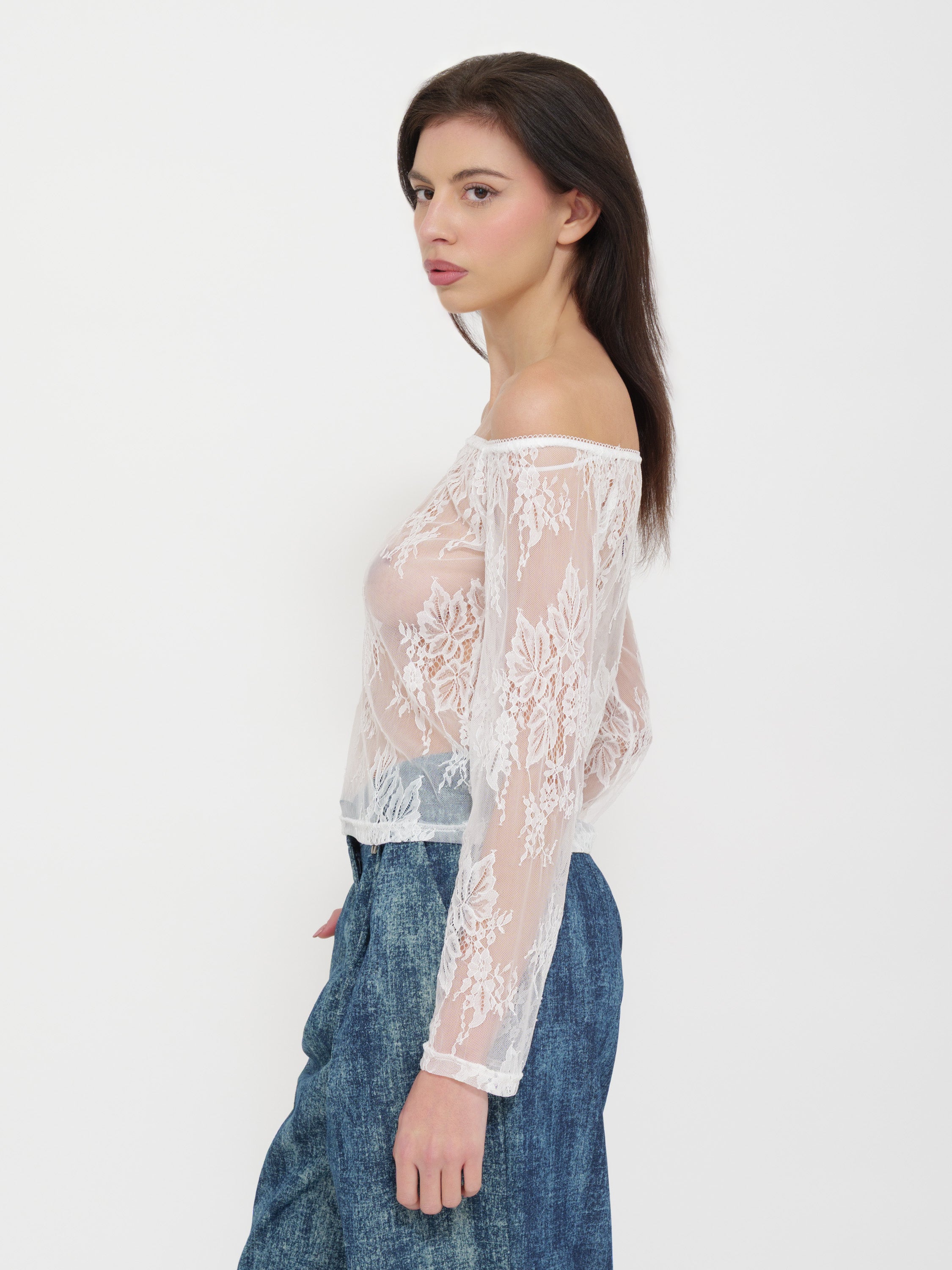 Maglia in pizzo maniche lunghe dixie