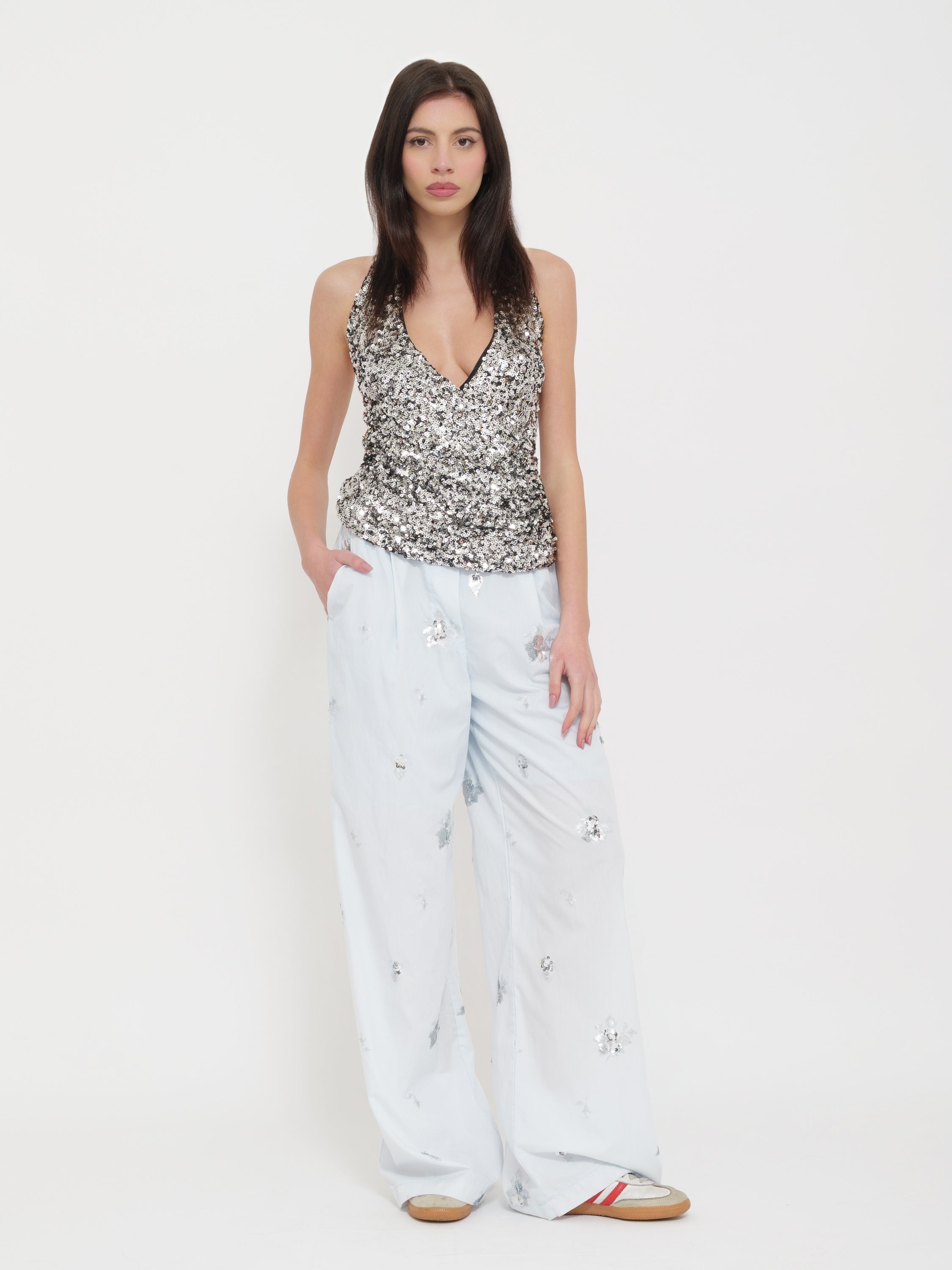 Top schiena scollata paillettes Dixie