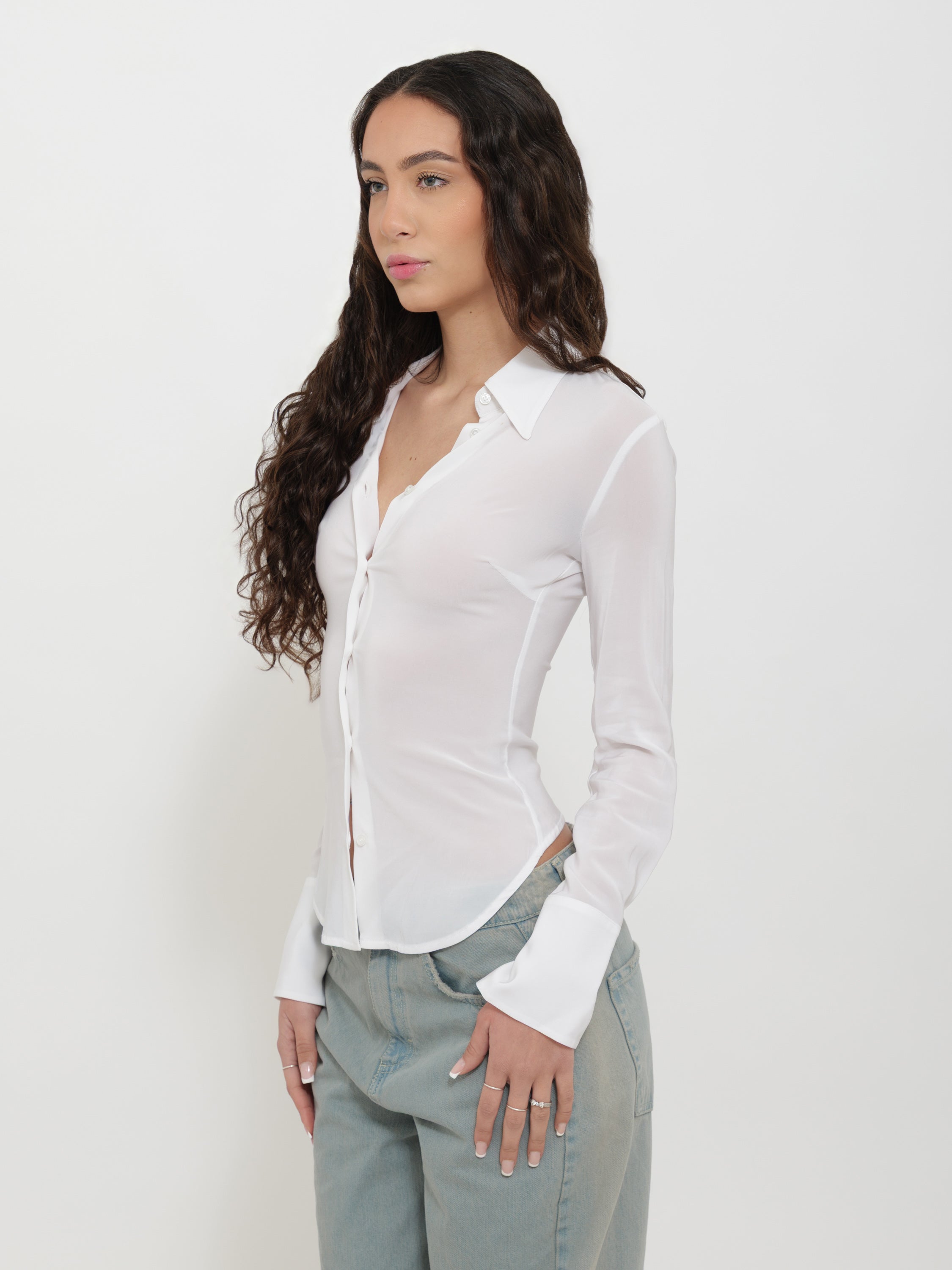 Camicia pinko frange bianca