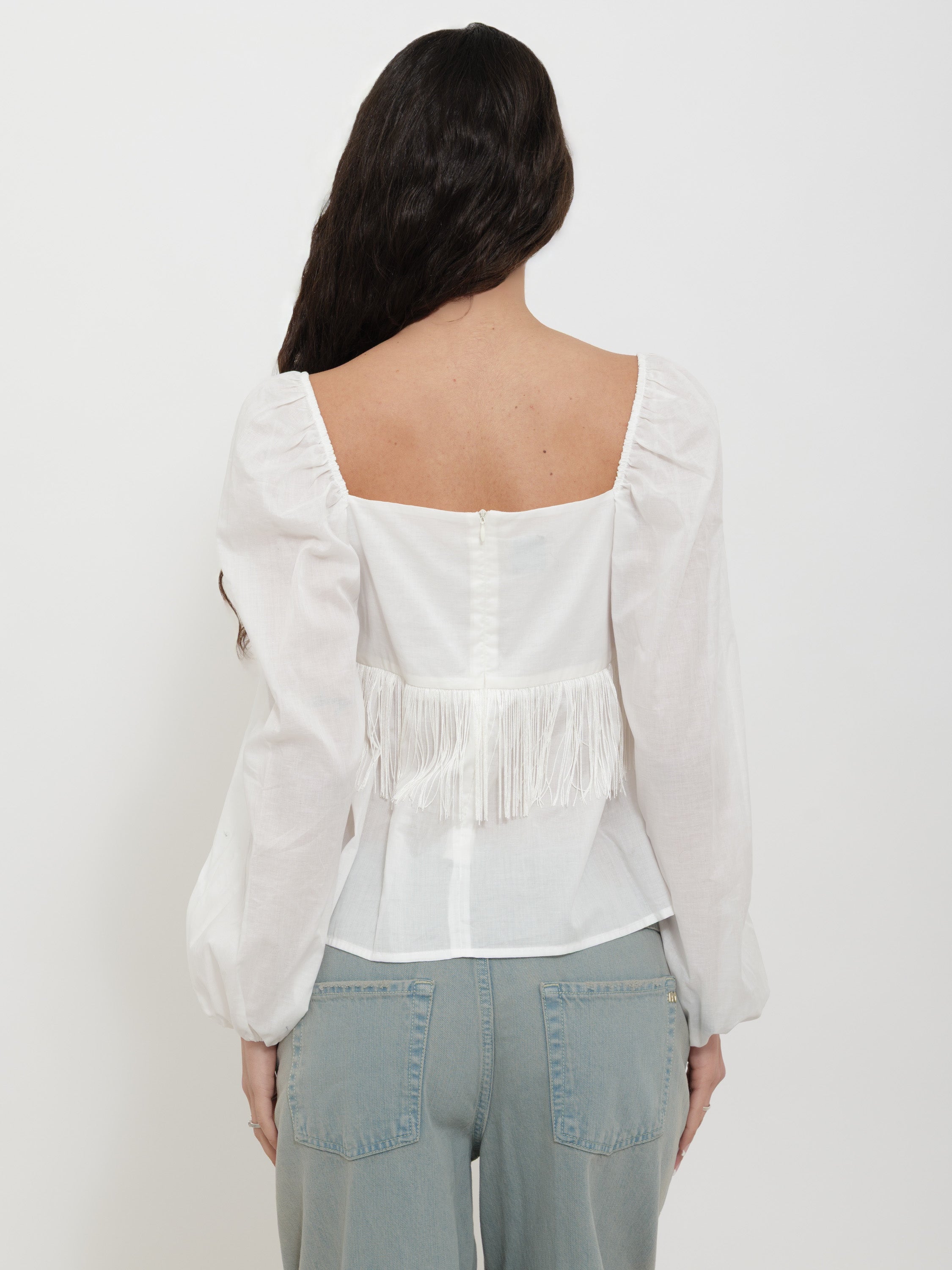 Camicia pinko frange bianca