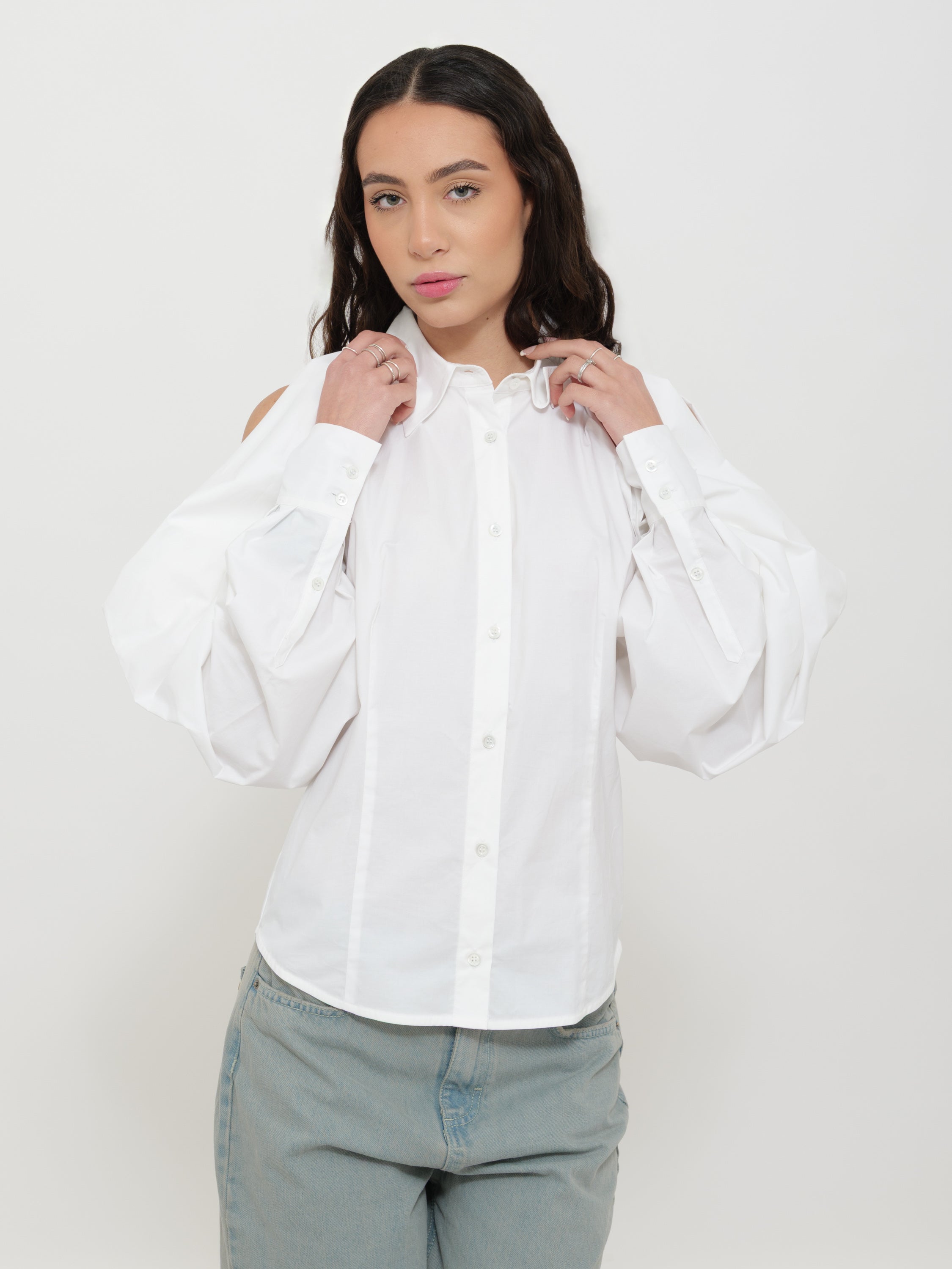 Camicia pinko bianca dettaglio manica