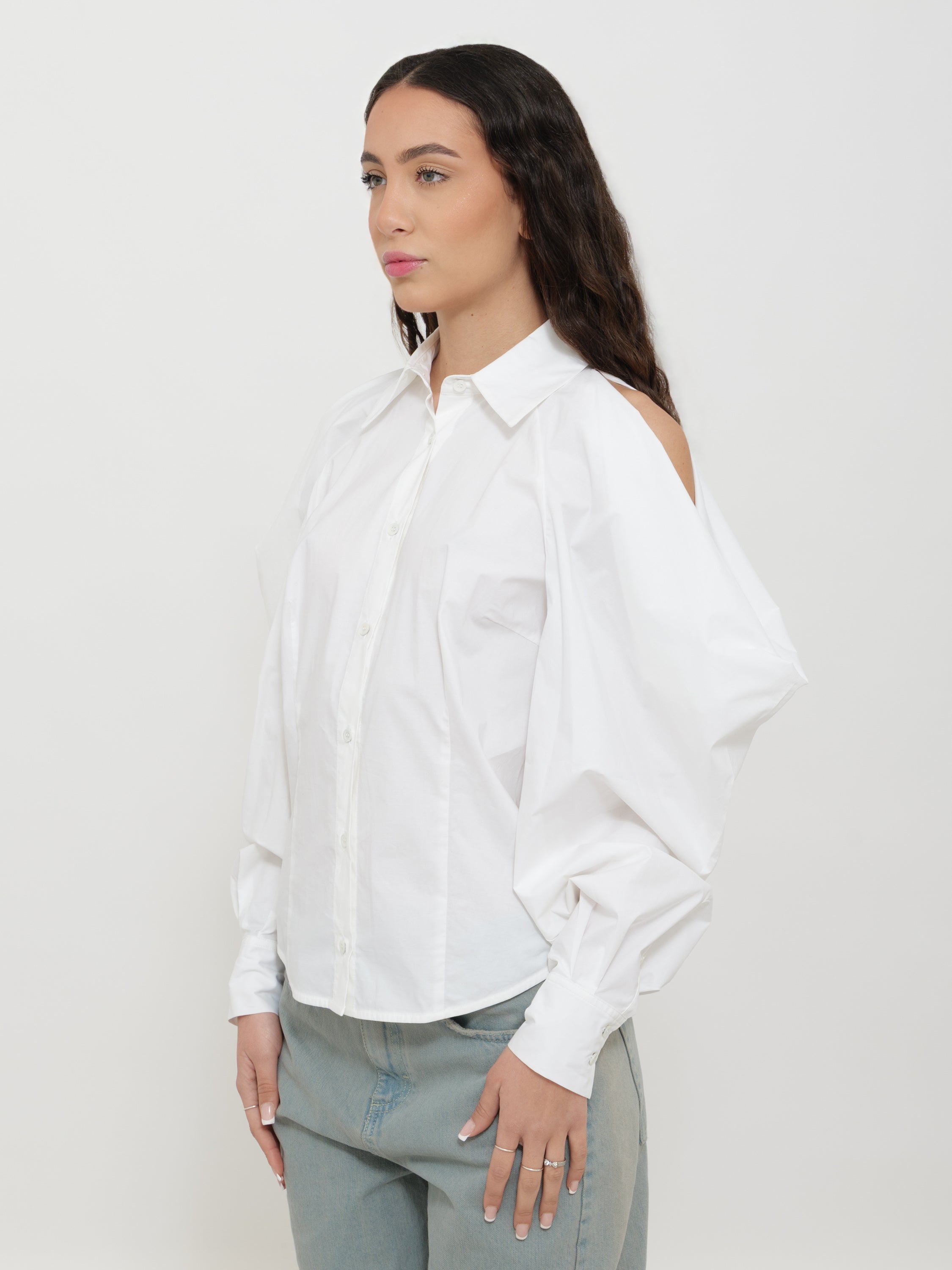 Camicia pinko bianca dettaglio manica