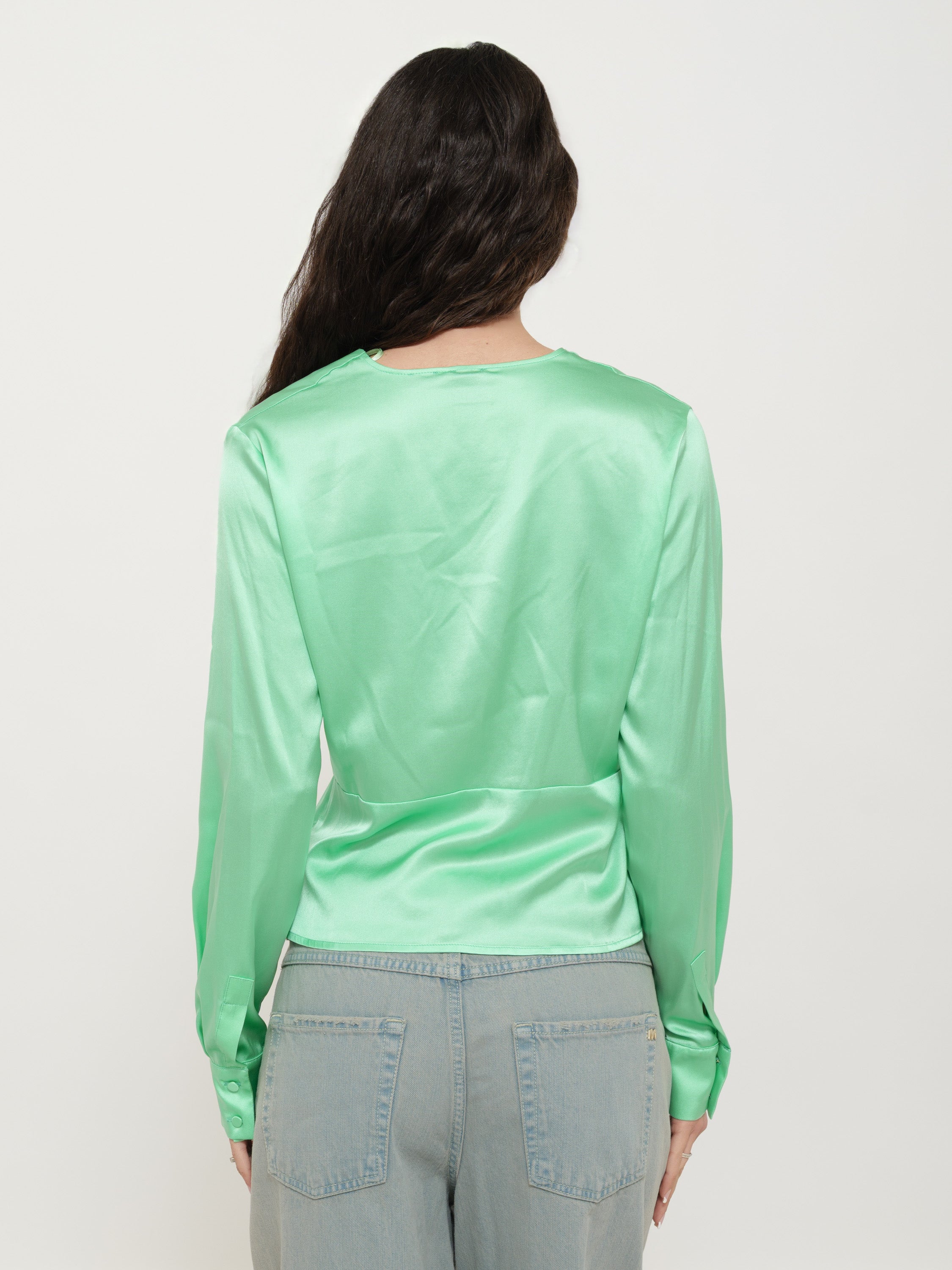 Camicia in seta verde pinko