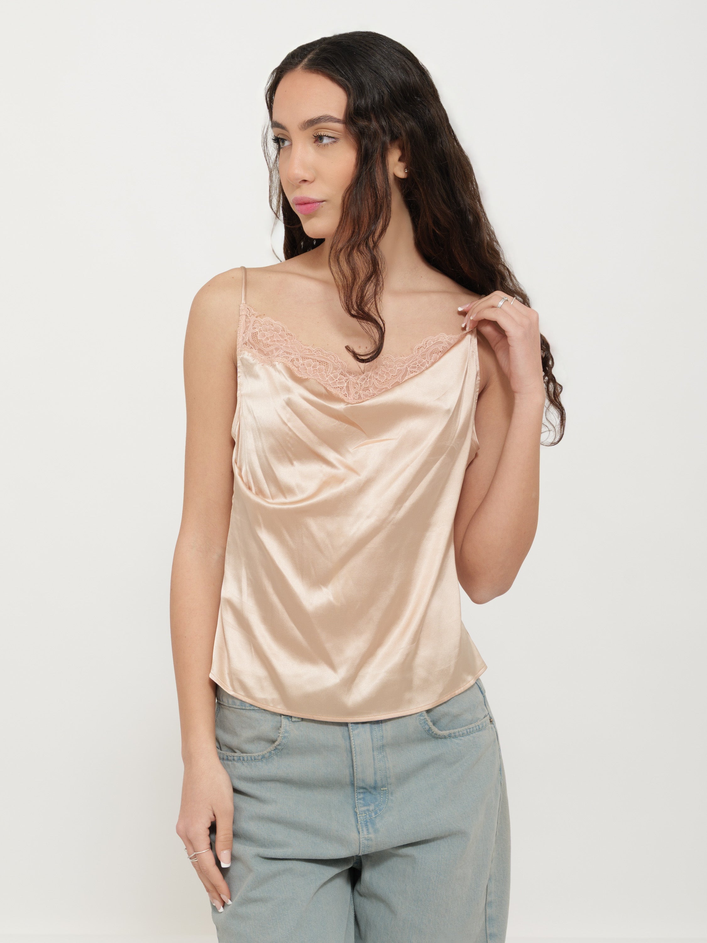 Top satin con pizzo pinko