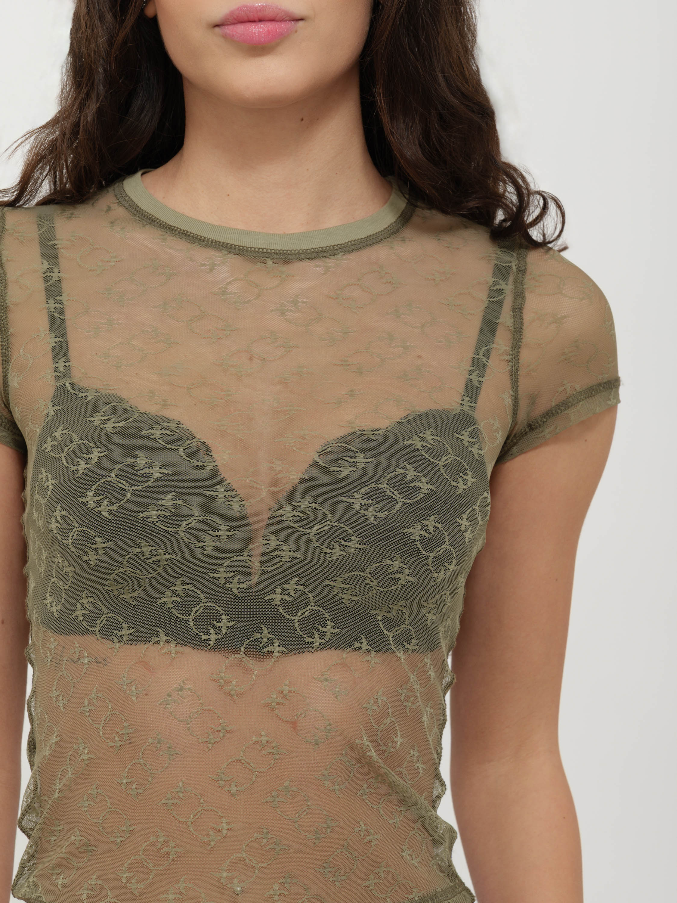 Maglia trasparente pinko verde logata