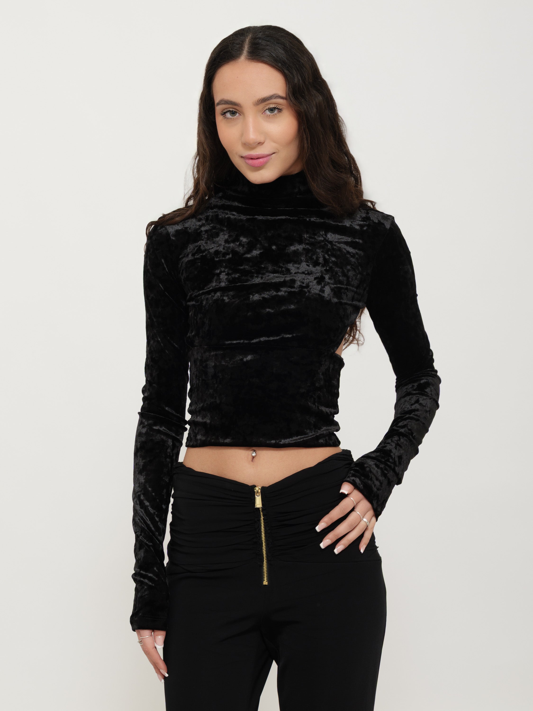 Top velluto nero pinko