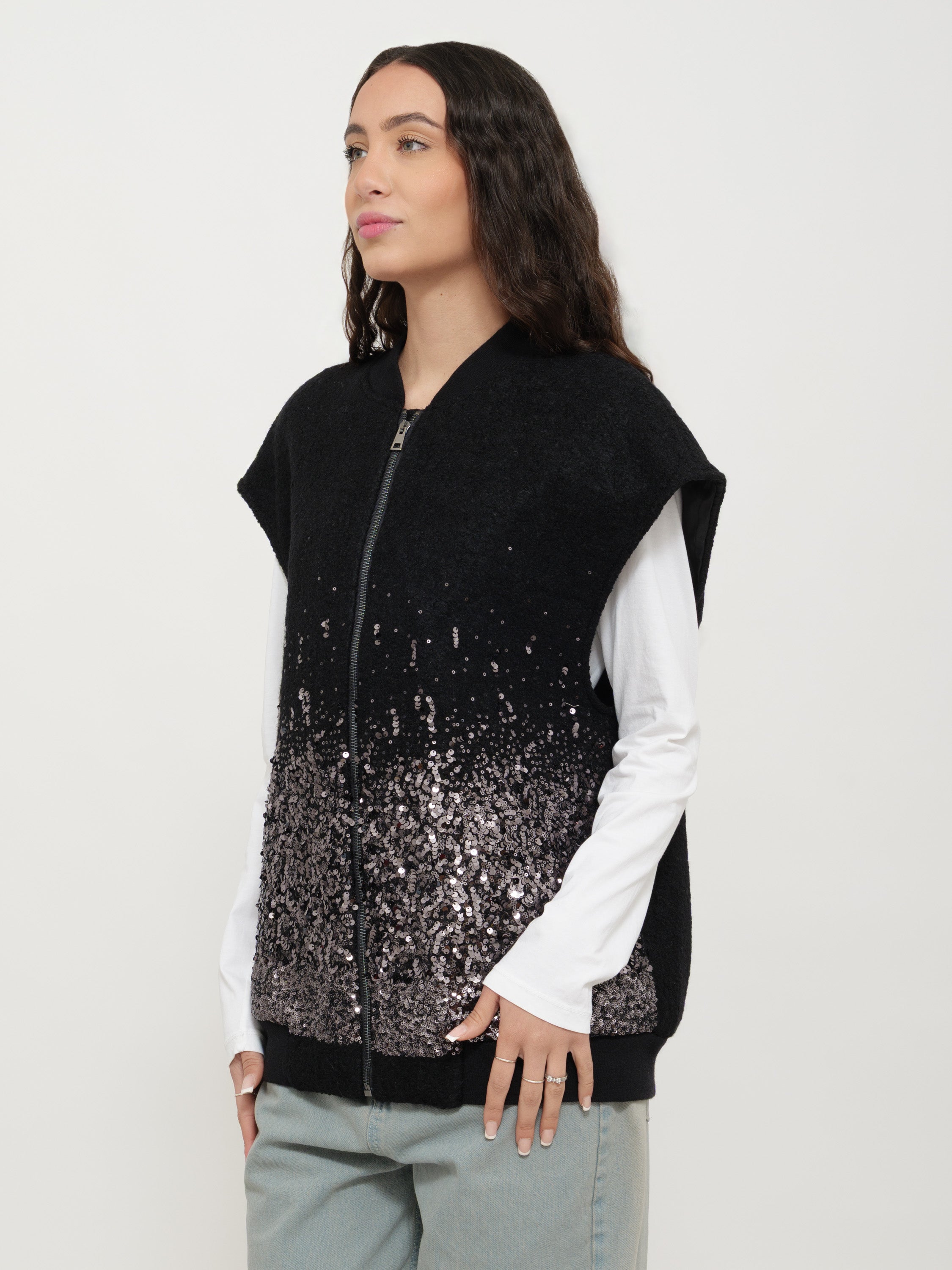 Gilet con cerniera Nero motel
