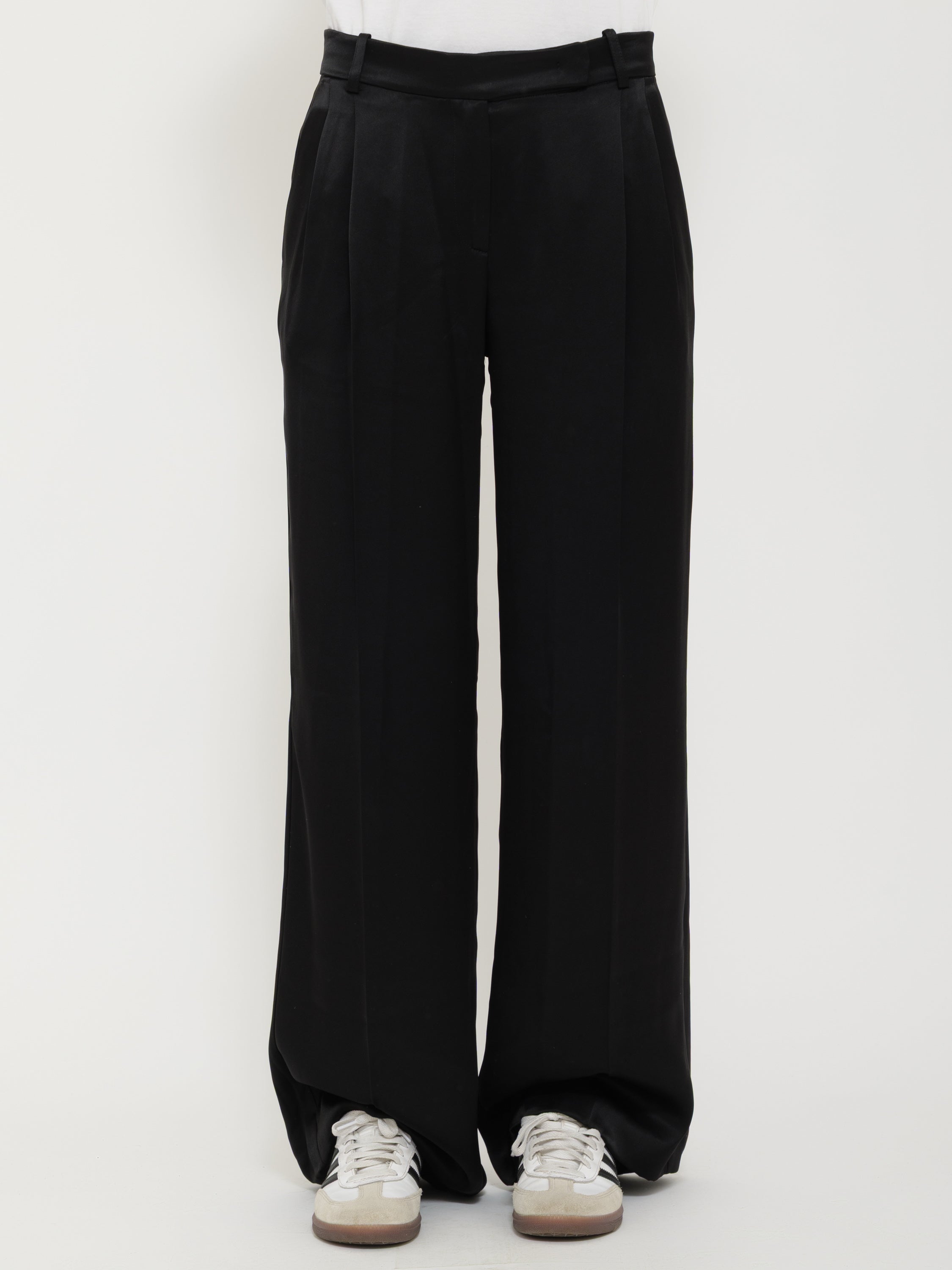 Pantalone nero satinato pinko