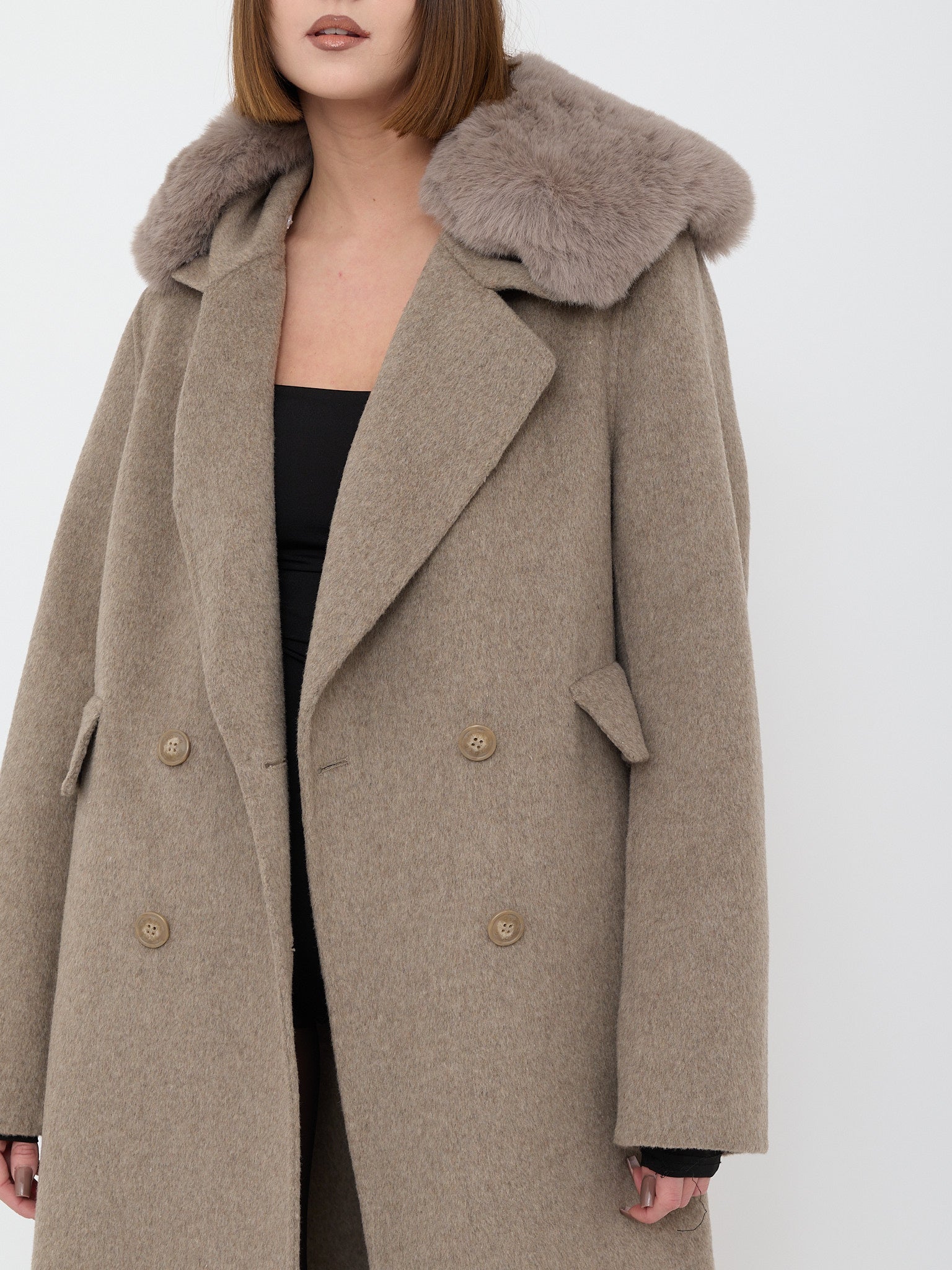 COAT WITH DOUBLE-BREASTED SASH