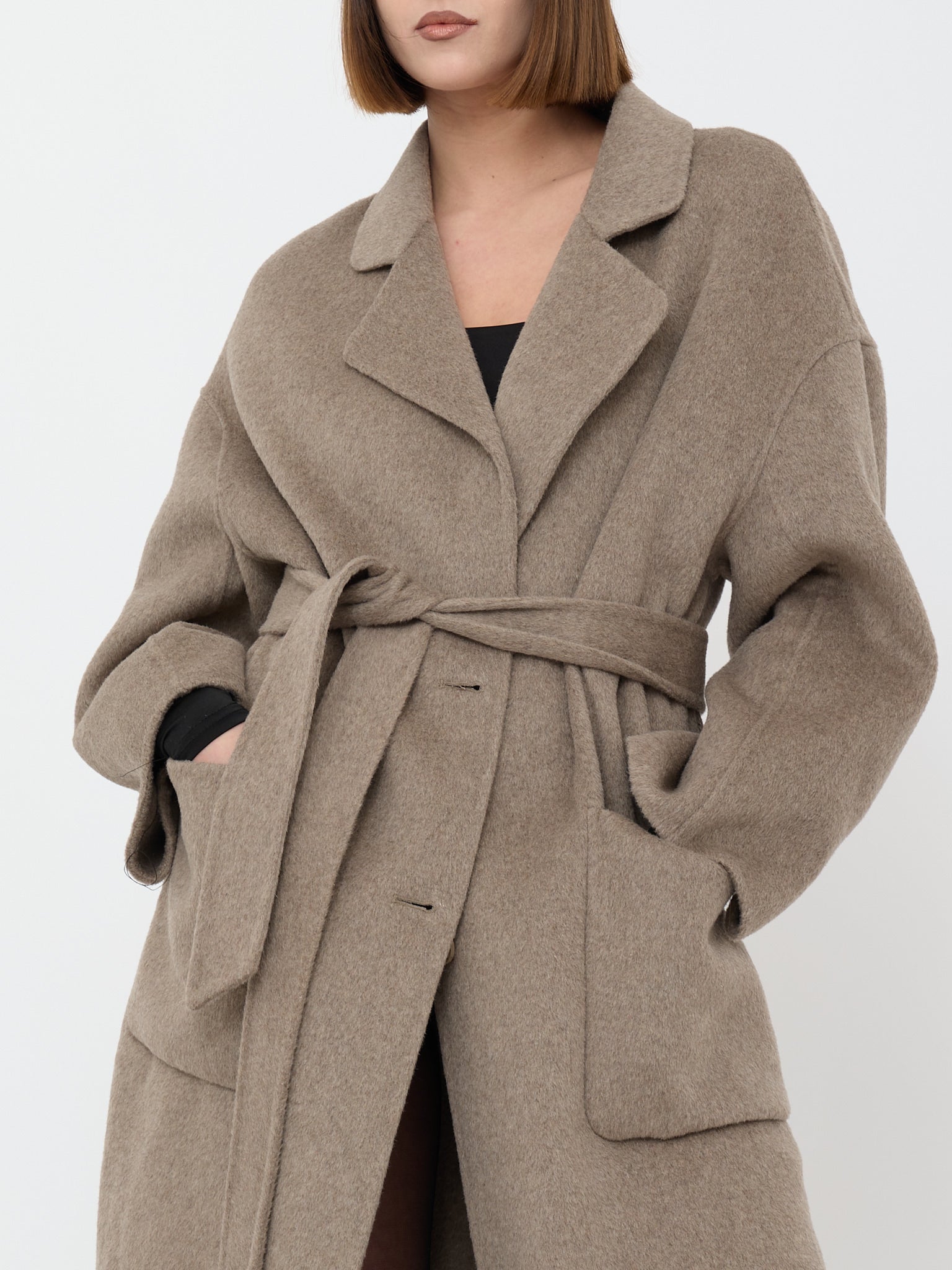 COAT WITH DOUBLE-BREASTED SASH