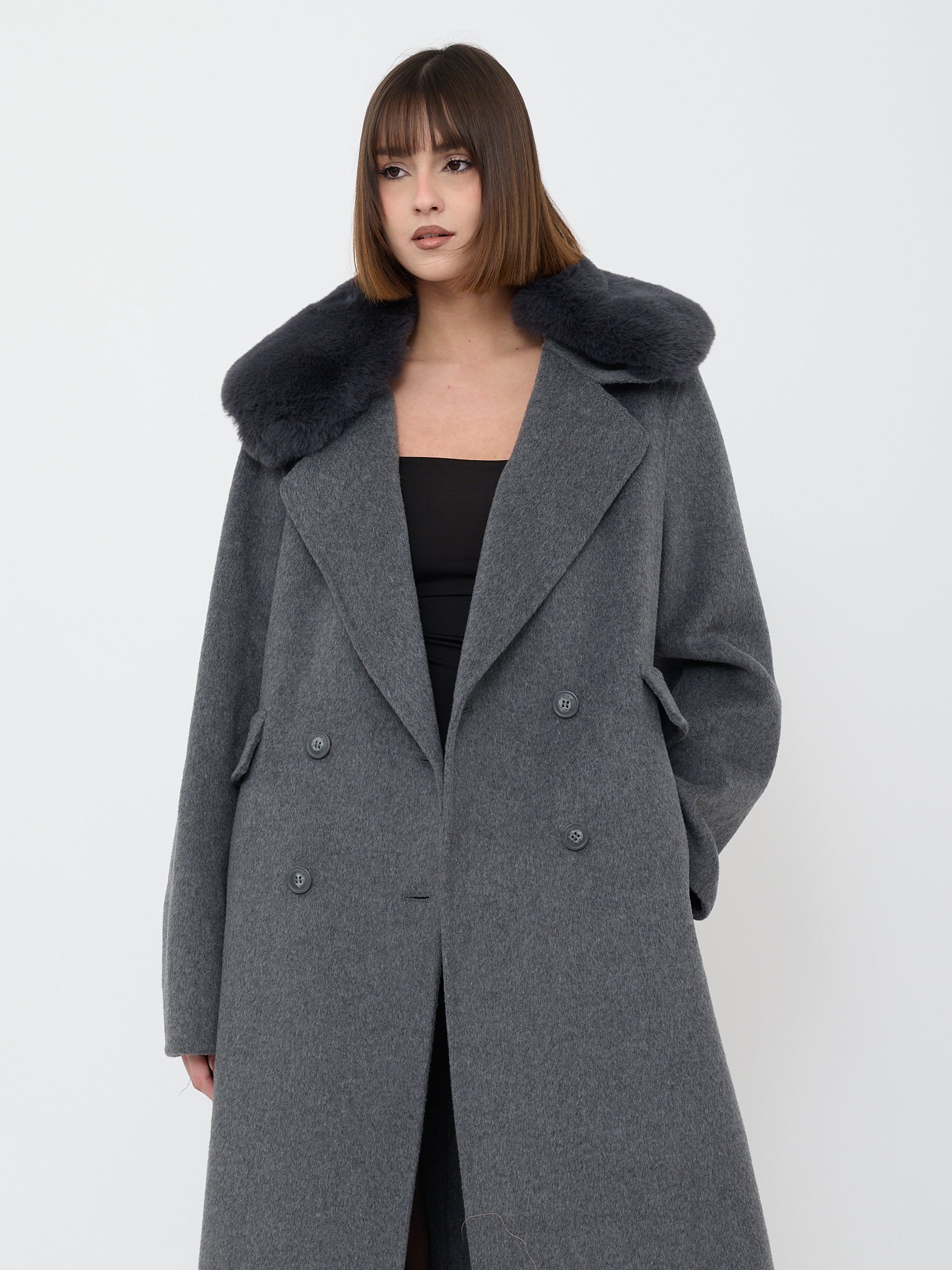 COAT WITH DOUBLE-BREASTED SASH