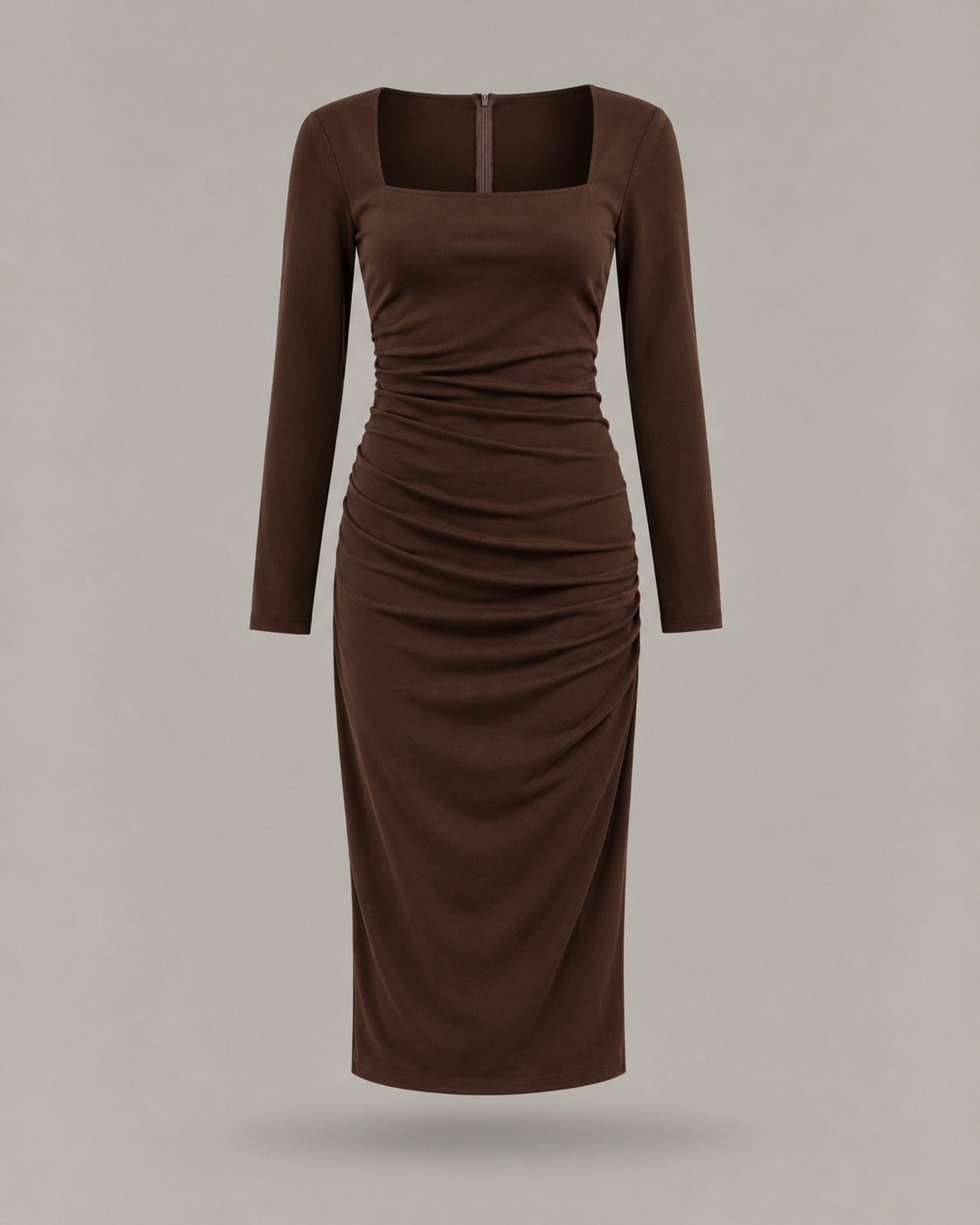 BLUMARINE - Abito midi drappeggiato con scollo quadrato