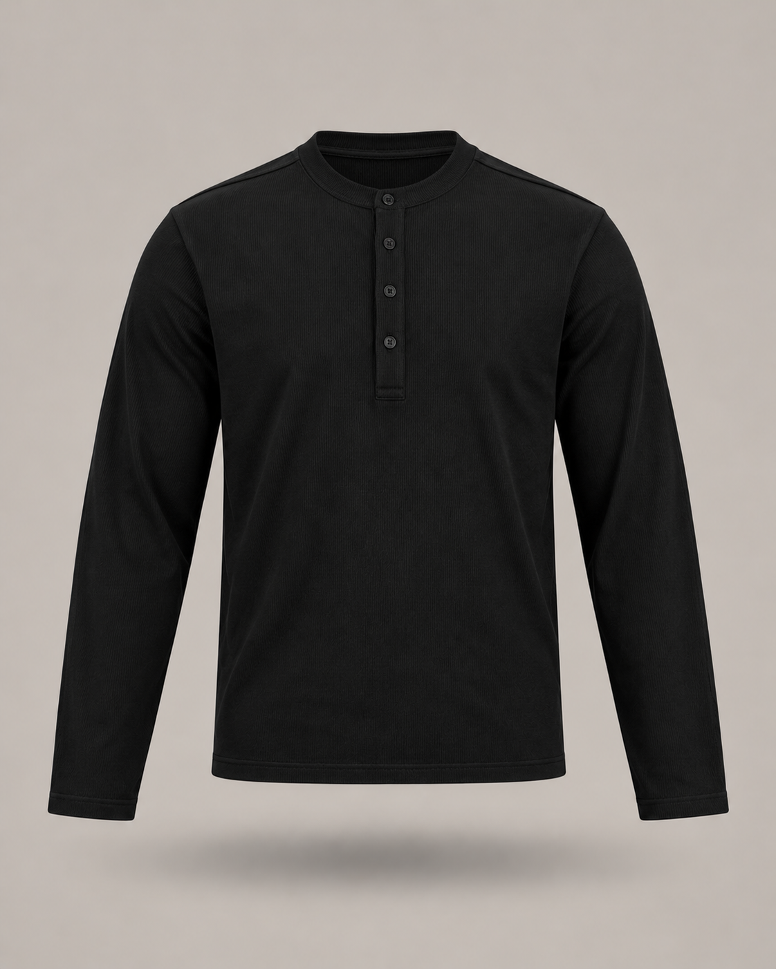 JUST WEST - Long Sleeve Henley Shir black
