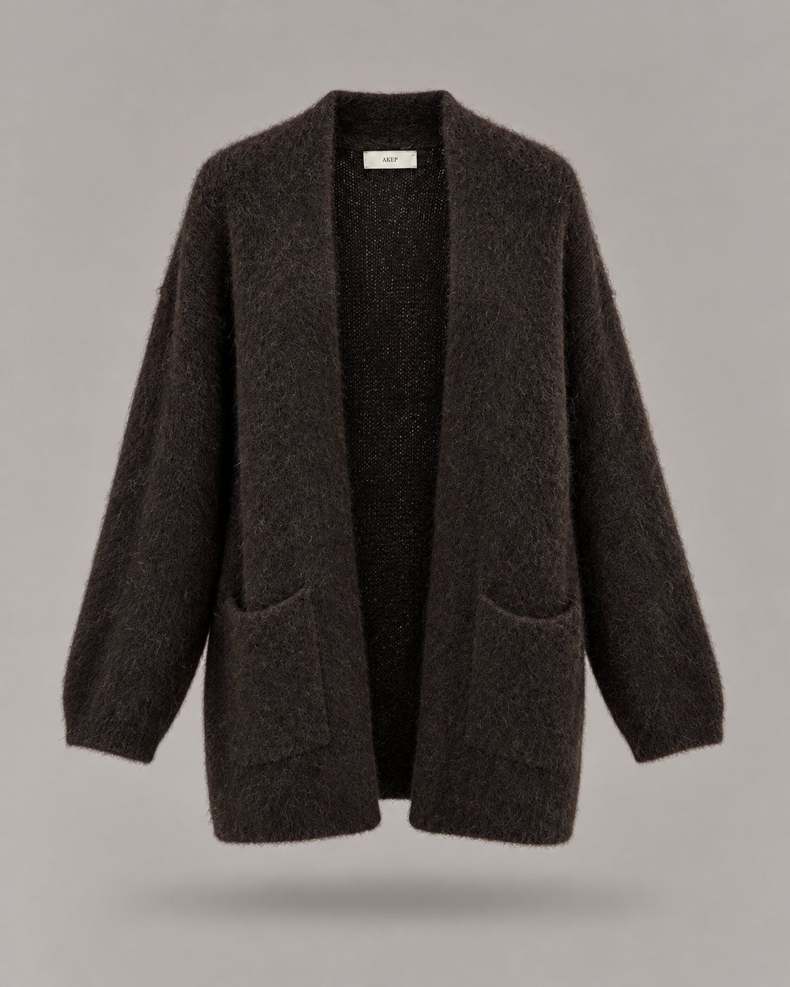 AKEP - Cardigan lungo marrone con tasche