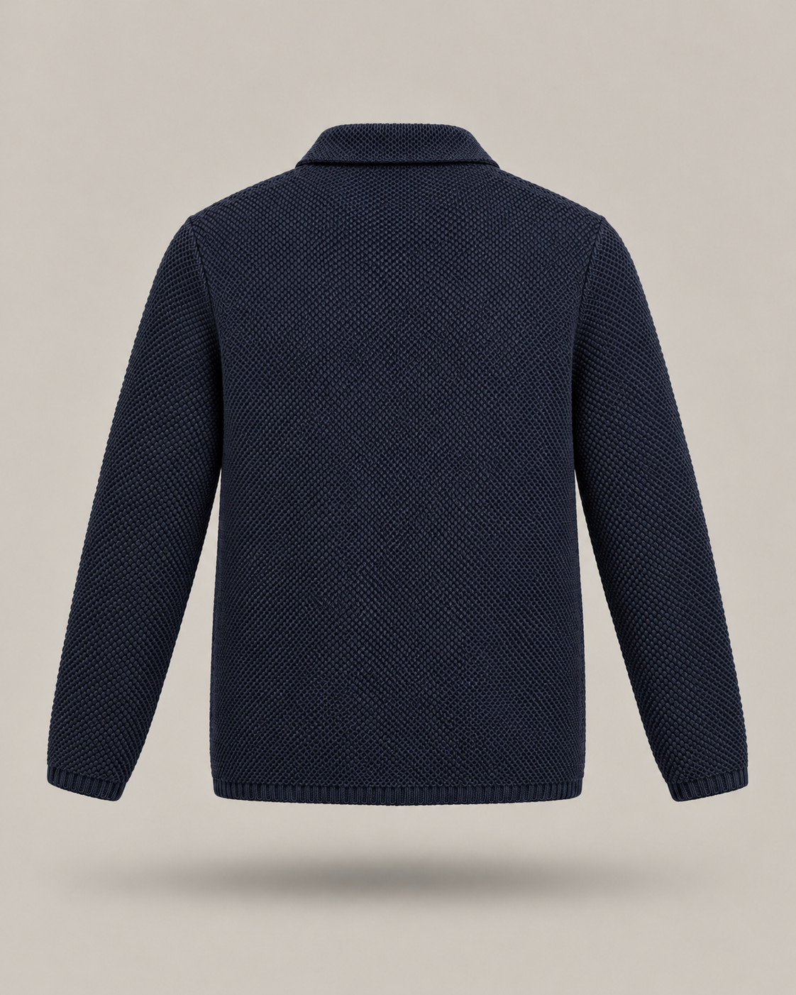 PAOLONI - Cardigan blu navy con colletto e tasche applicate