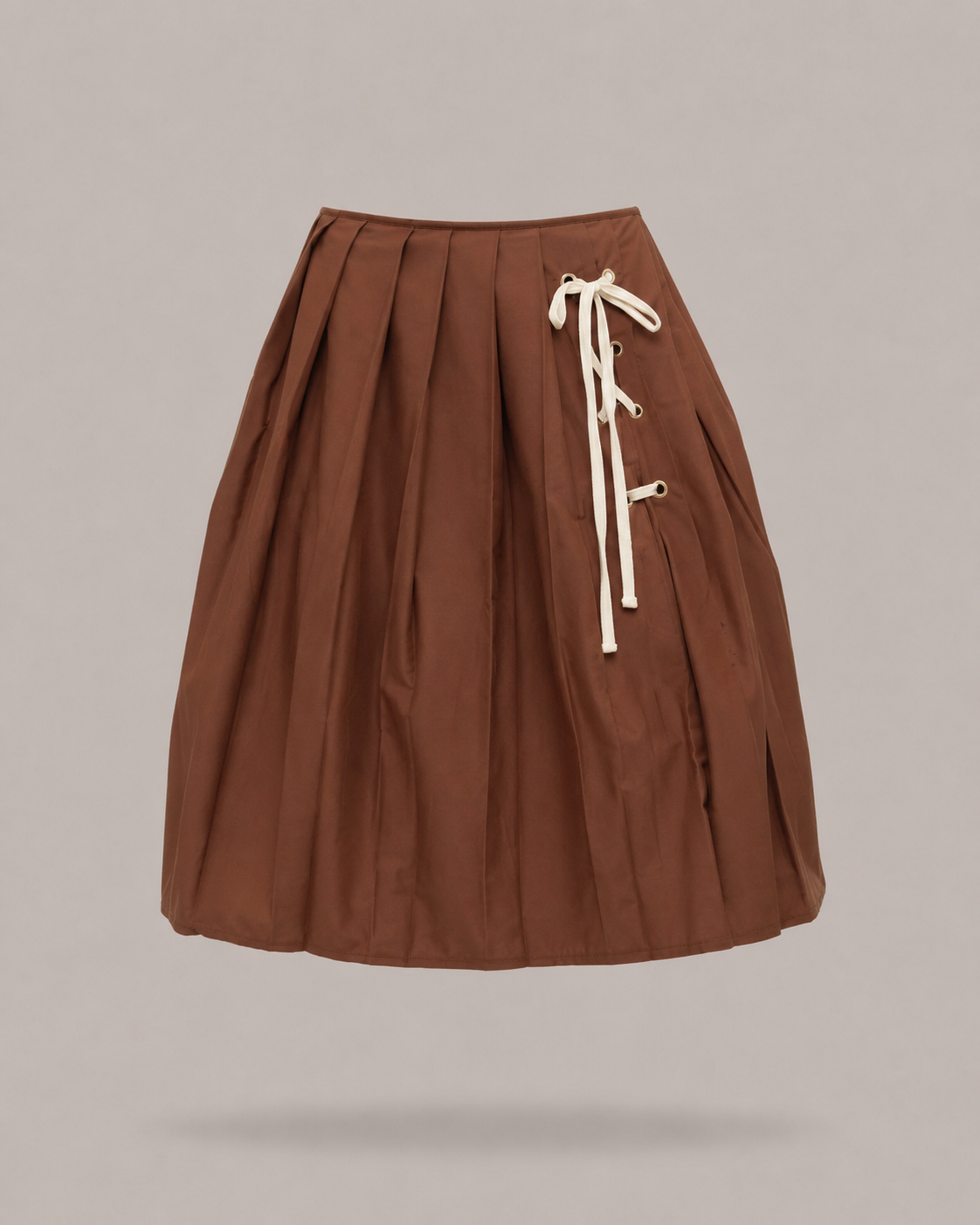 TENSIONE IN - gonna plissettata con dettaglio laccio brown