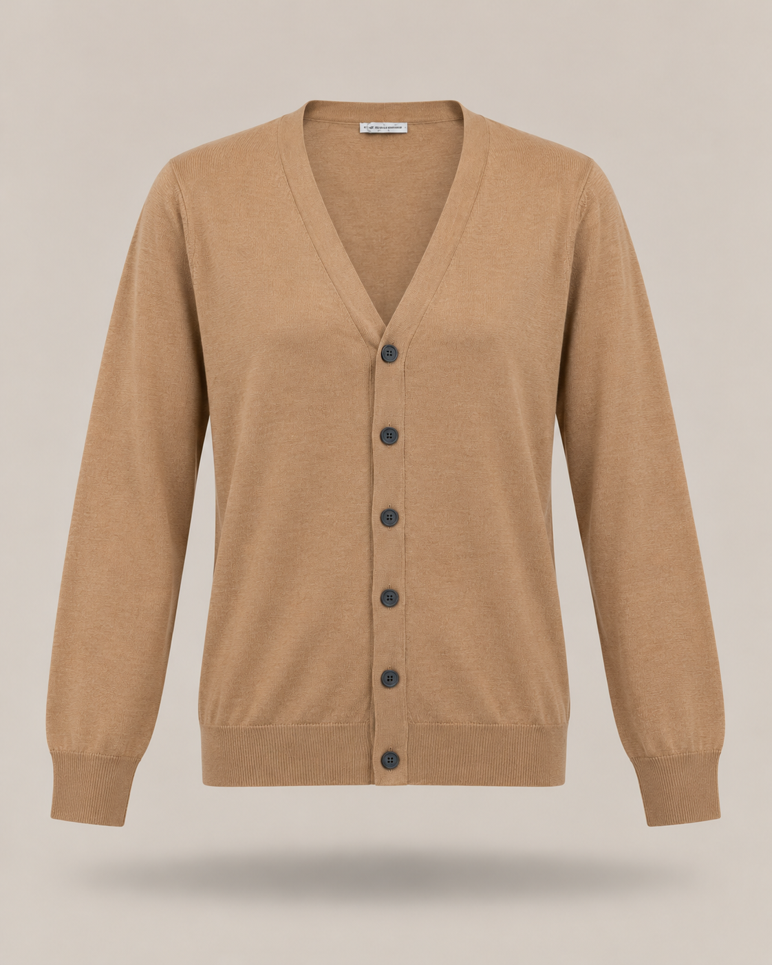 DANIELE ALESSANDRINI - Cardigan cammello con scollo a V e bottoni
