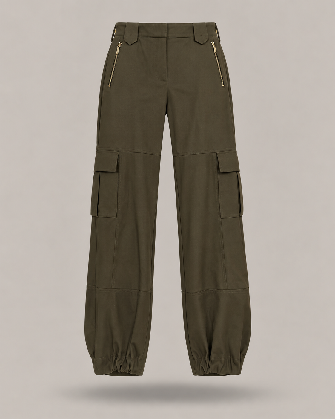 BLUMARINE - pantalone cargo verde con coulisse