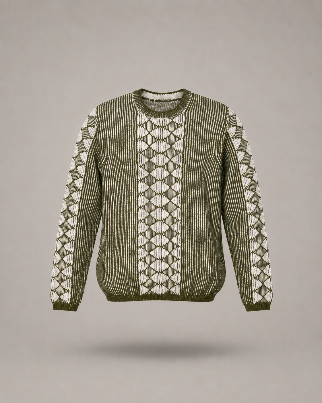 IMPERIAL - maglione girocollo verde oliva con un motivo geometrico