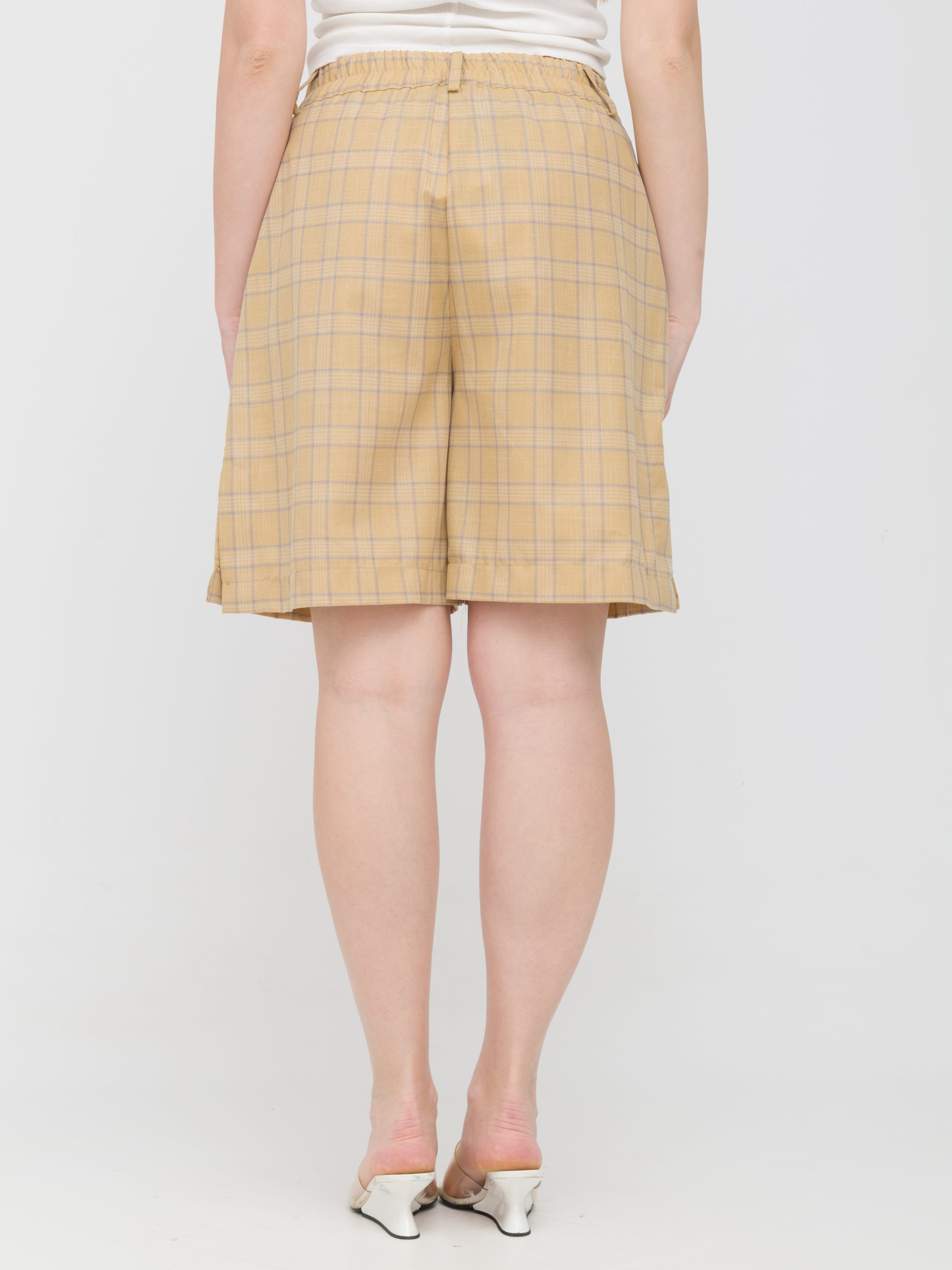 CELYE - Bermuda motivo a quadri beige