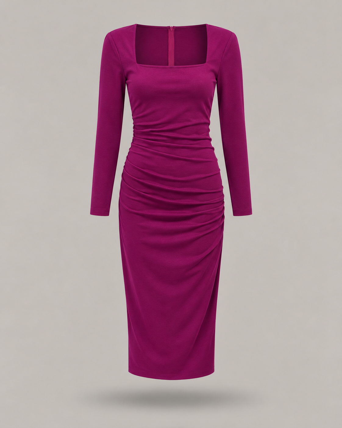 BLUMARINE - Abito midi drappeggiato con scollo quadrato