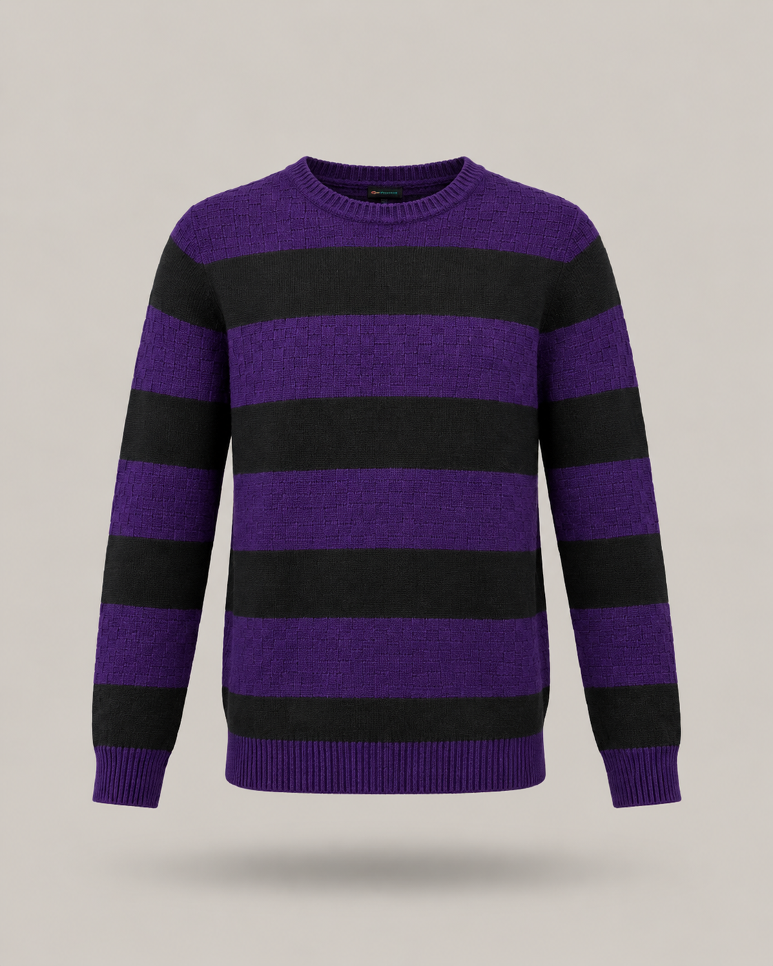 IMPERIAL - pullover girocollo a righe orizzontali viola e nere