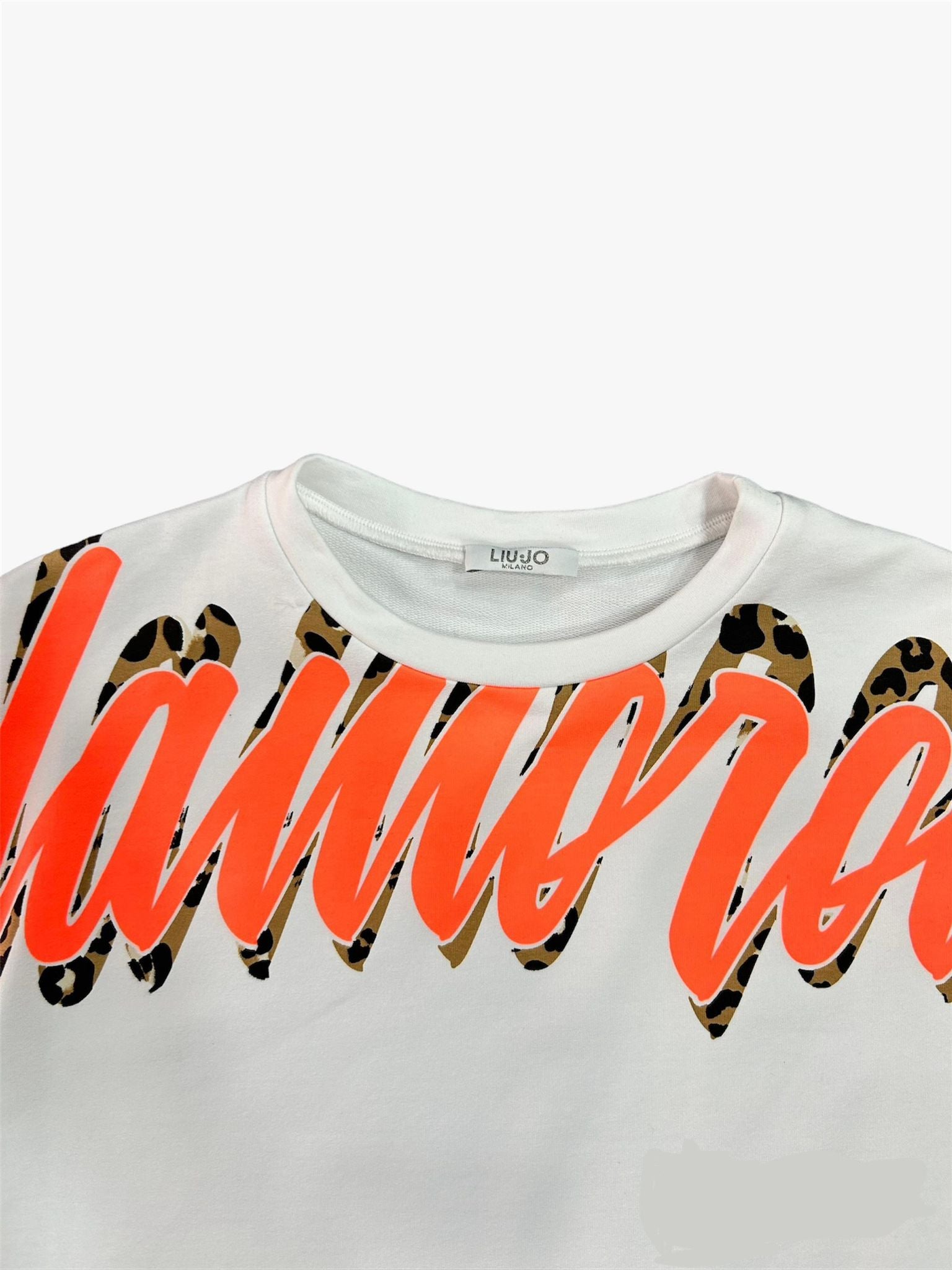 T-SHIRT GLAMOUR BAMBINO BIANCO/ARANCIO