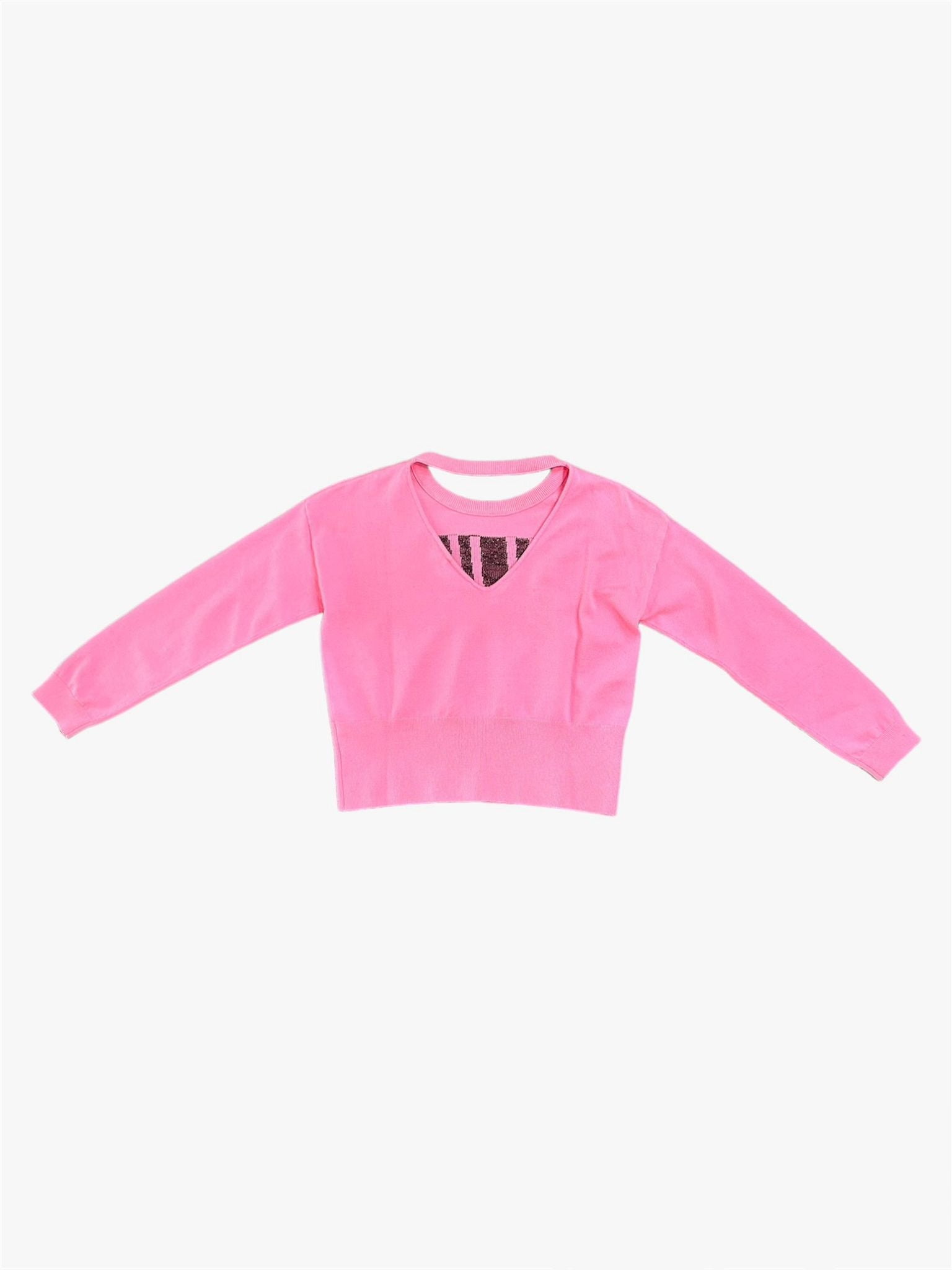 PINK BACK NECK SWEATER FOR CHILDREN