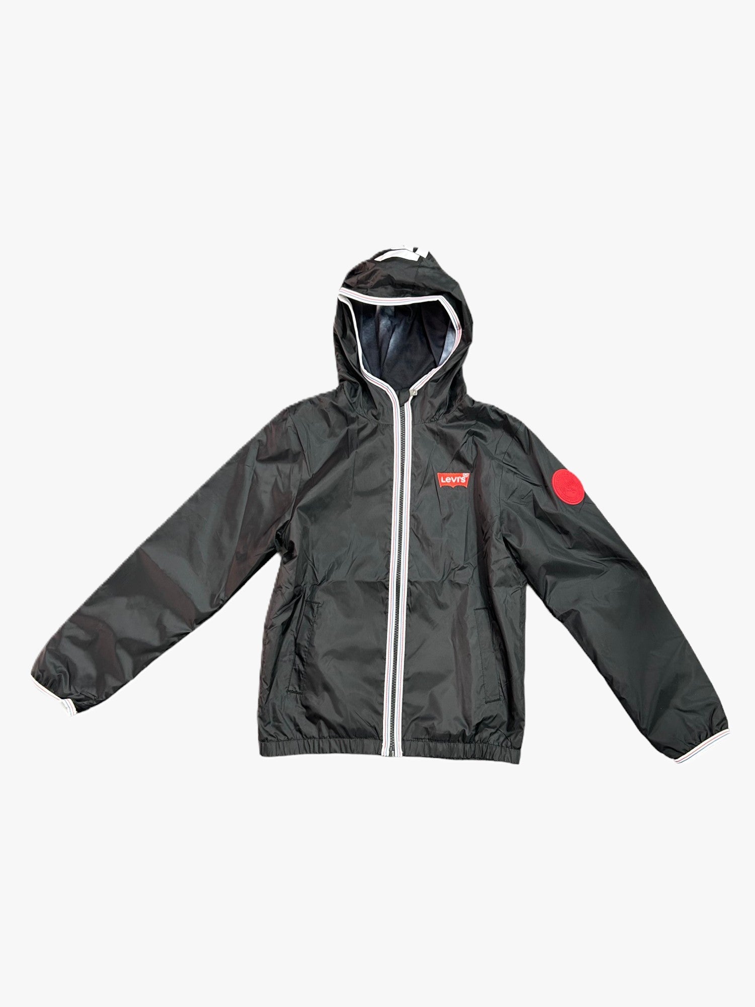 BLACK WINDPROOF JACKET FOR CHILDREN