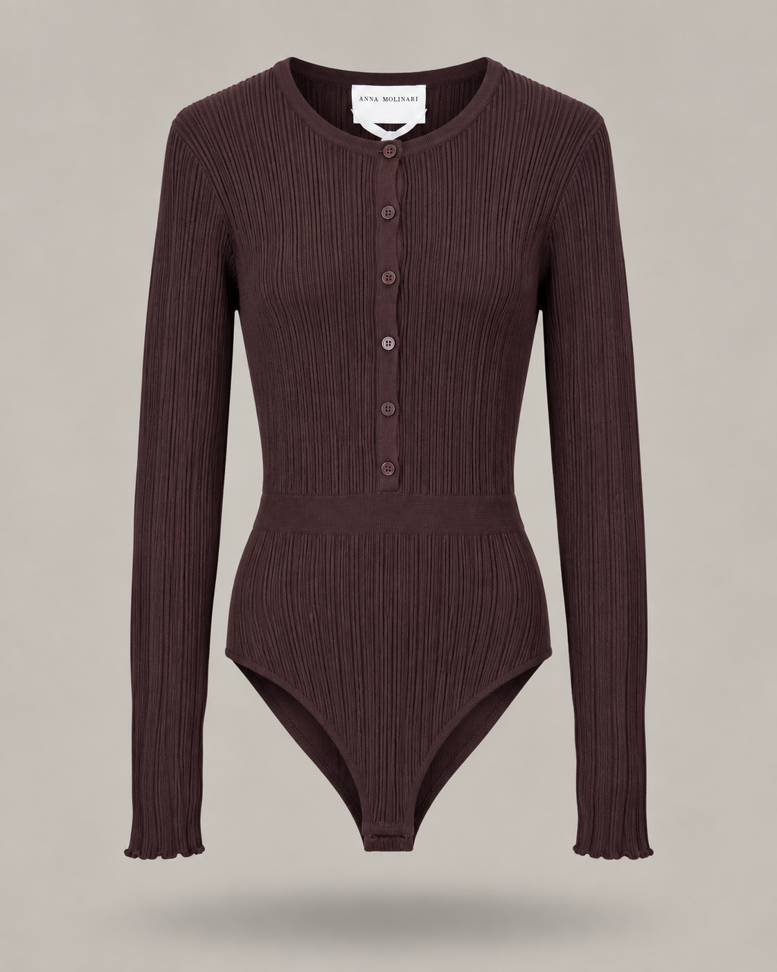 BLUMARINE - body a maniche lunghe in tessuto a coste