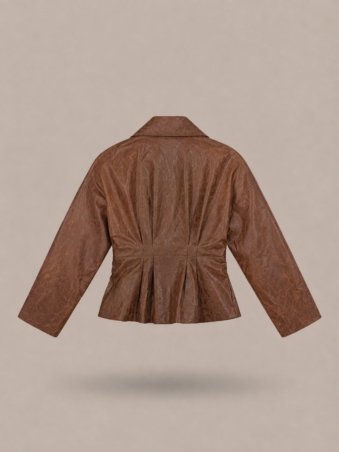 HAVEONE - giacca corta doppiopetto similpelle marrone