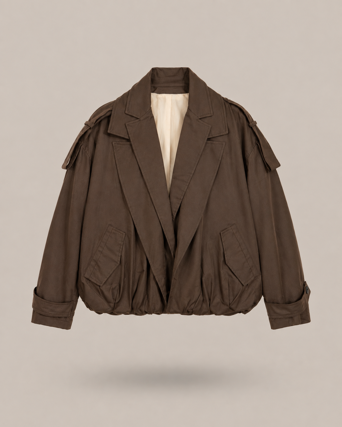 HAVEONE- giacca corta marrone in misto Lyocell e cotone