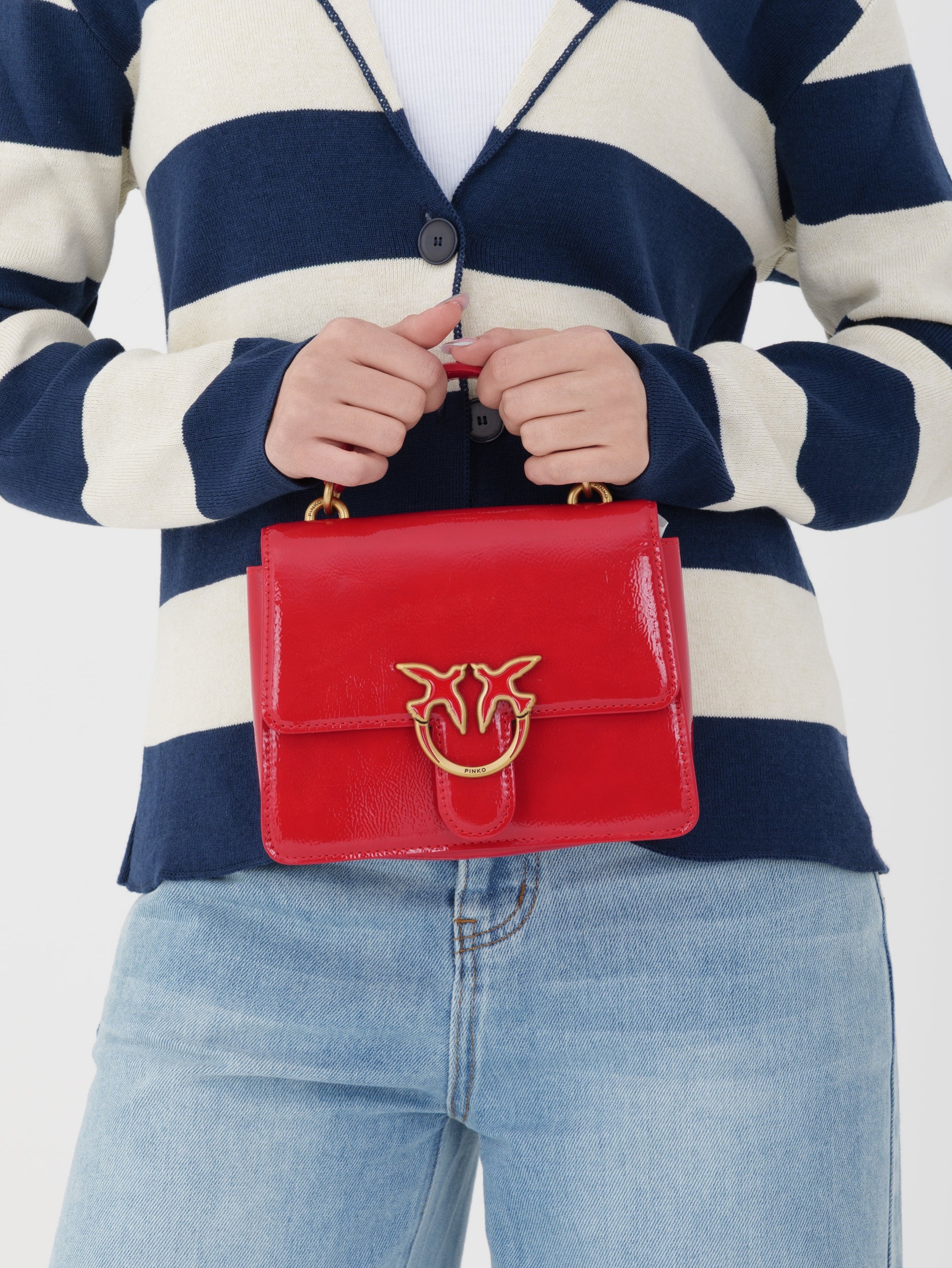 PINKO BORSA DONNA LOVE ONE TOP red/ antique gold