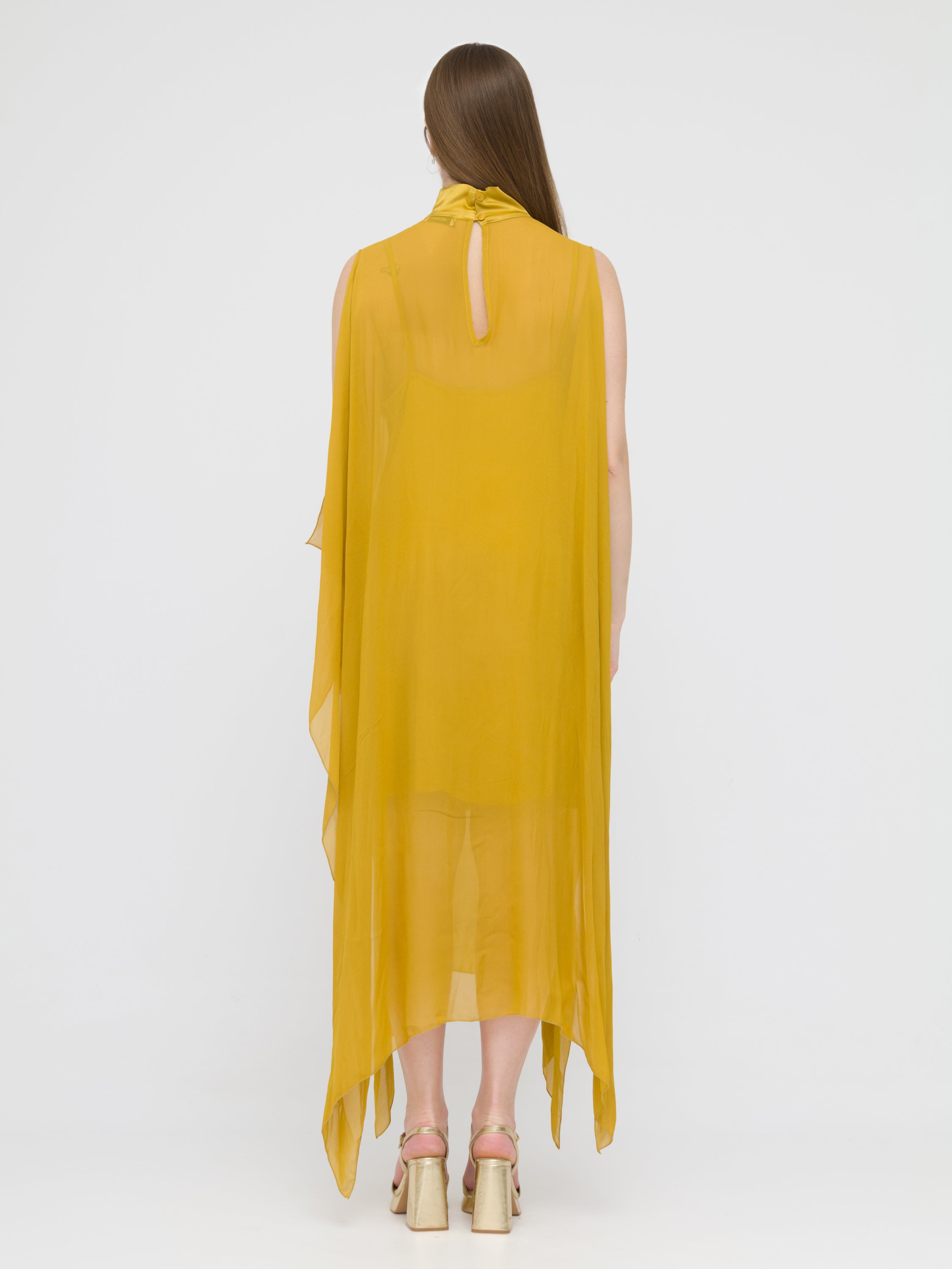 DIXIE- abito blusa con cinta senape