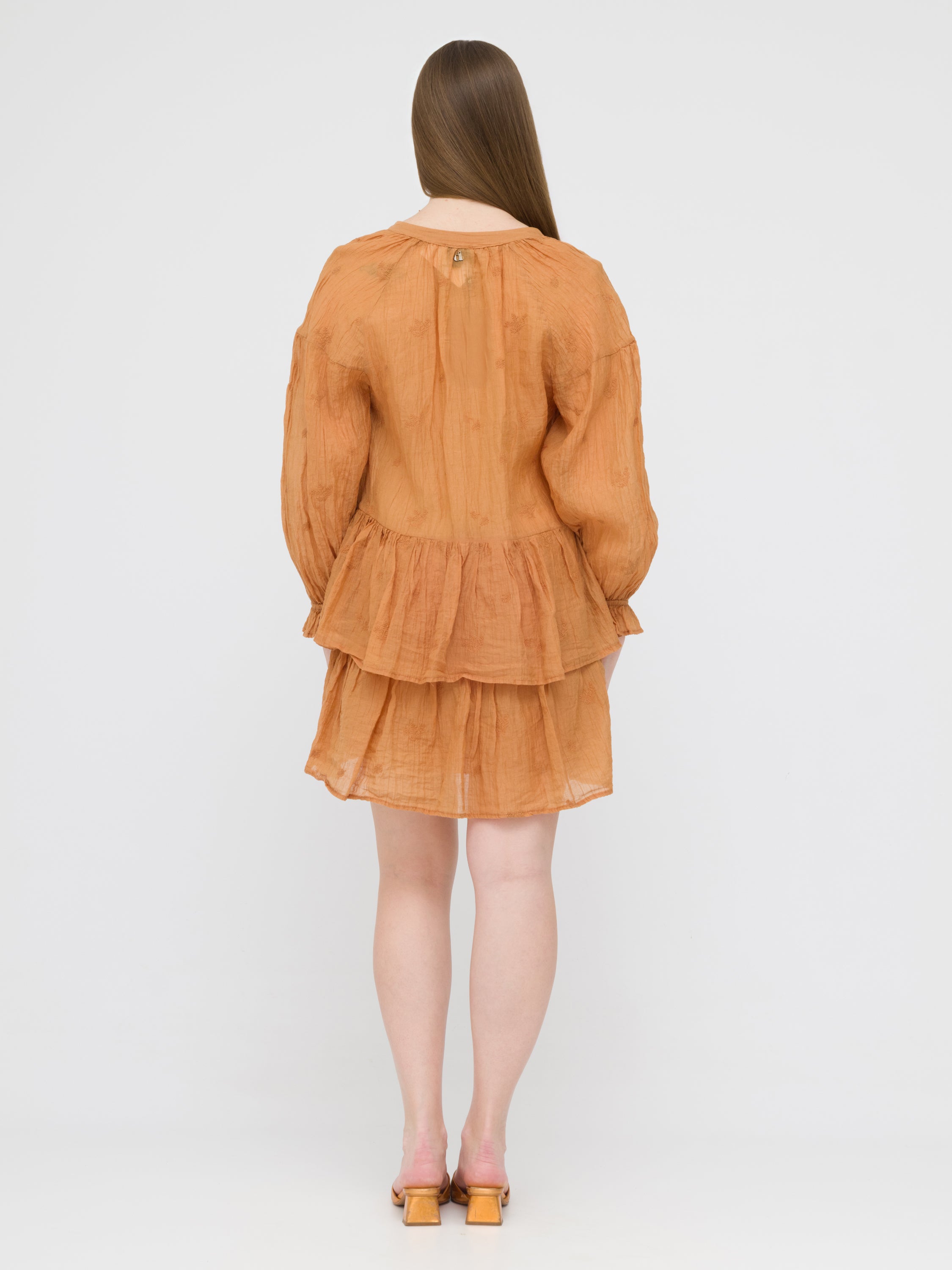 DIXIE - mini dress arancione con design a balze