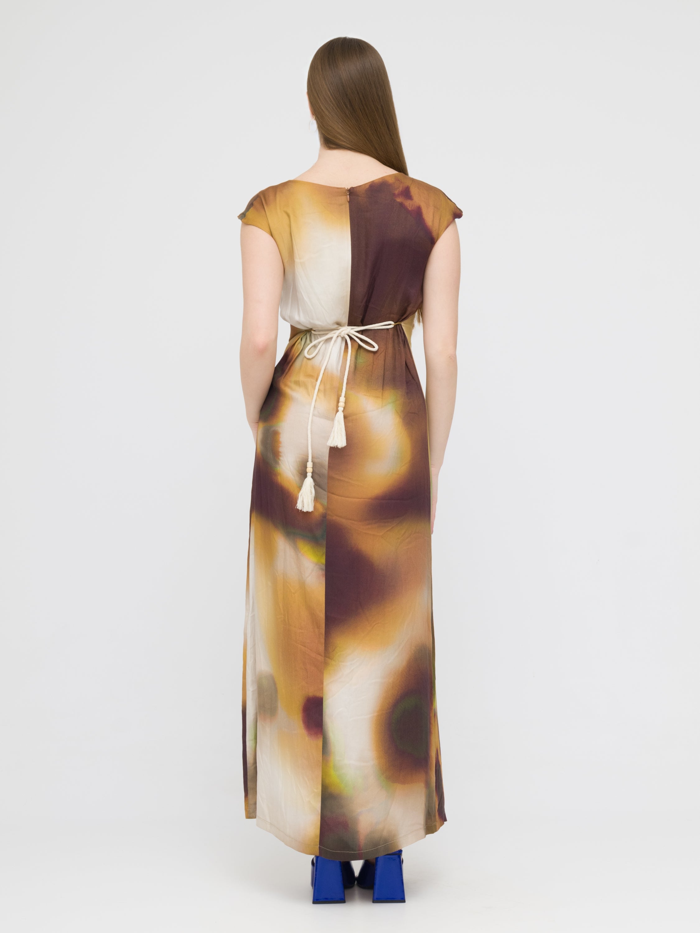 CELYE- maxi dress brown con fantasia