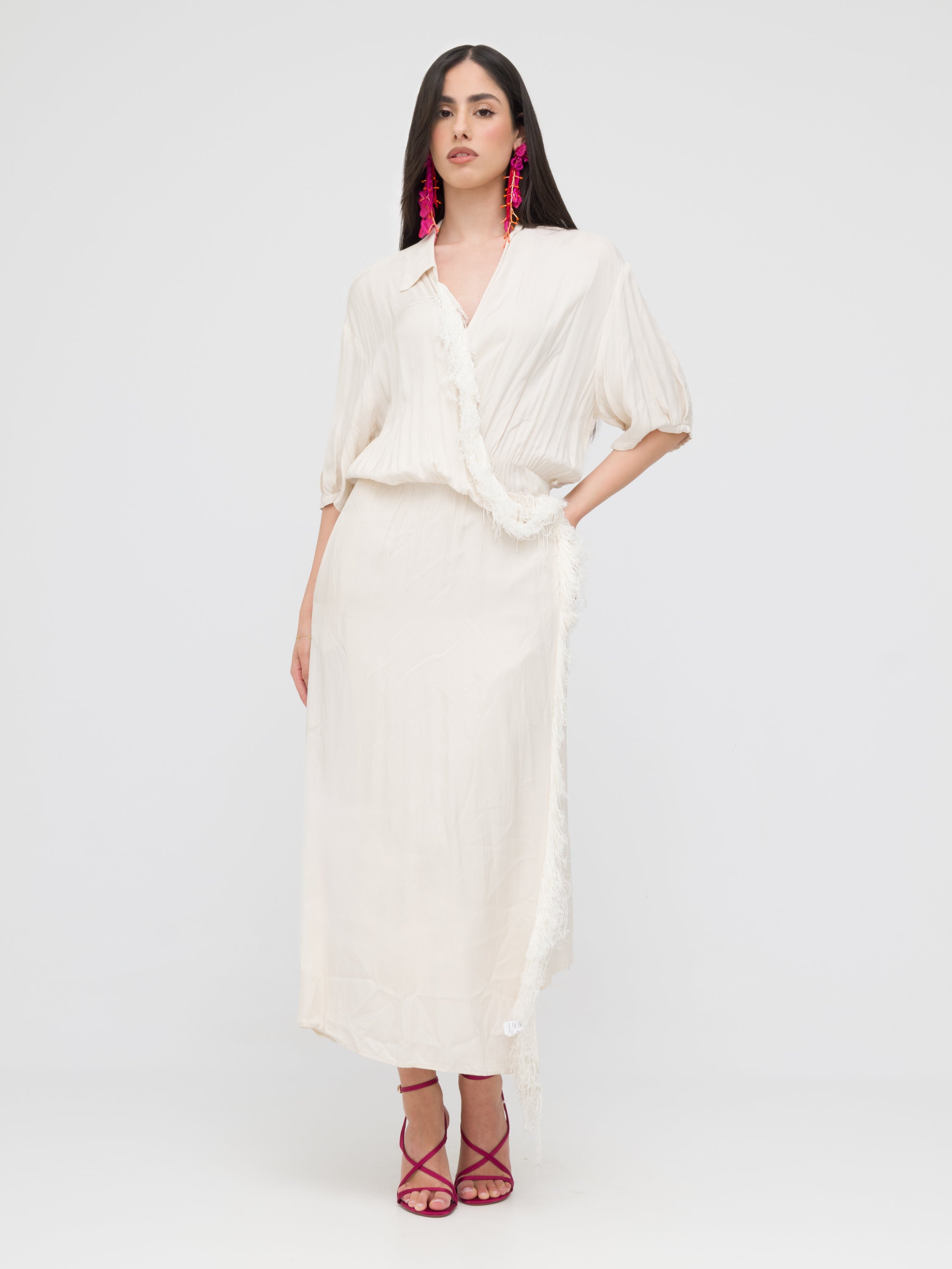 PINKO - maxi dress chiusura kimono