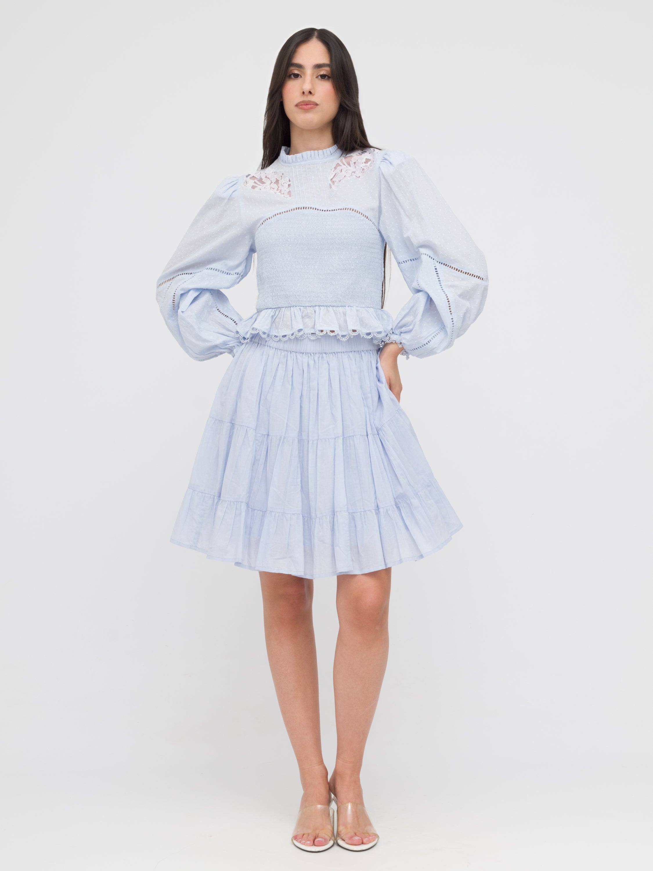 EMMA E GAIA - coordinato azzurro con gonna