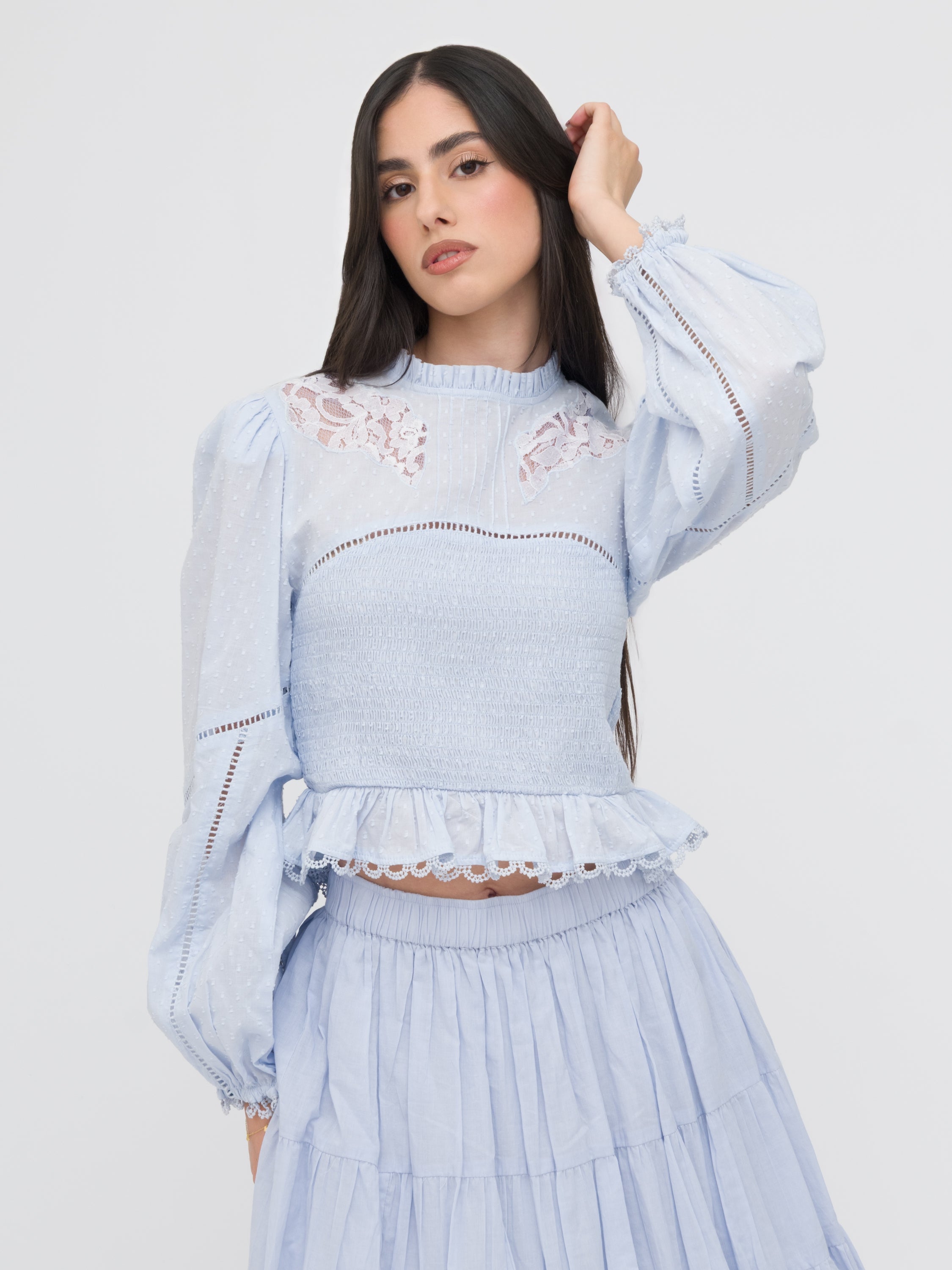 EMMA E GAIA - coordinato azzurro con gonna