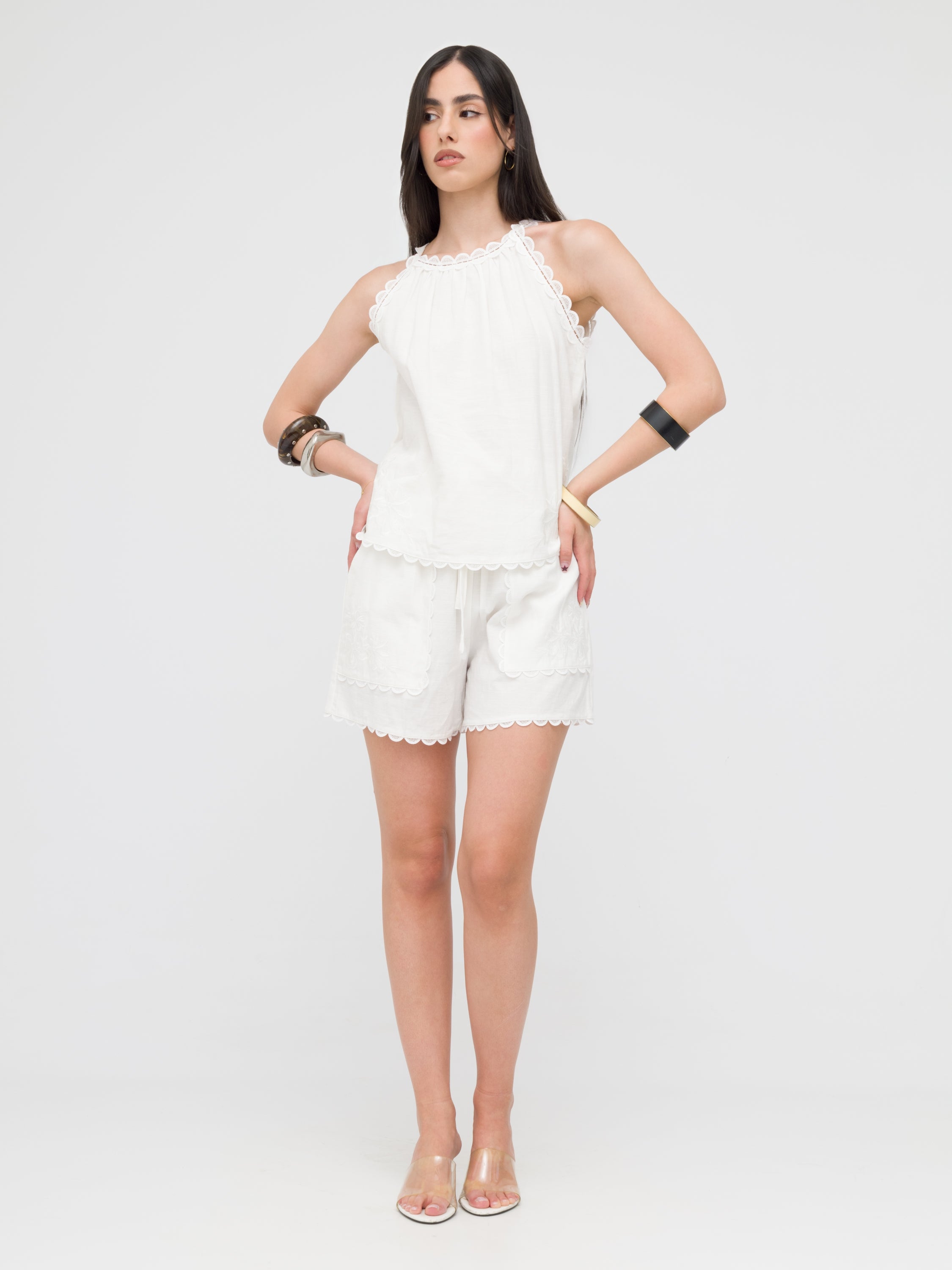 INFLUENCER- shorts White regolabili con laccio