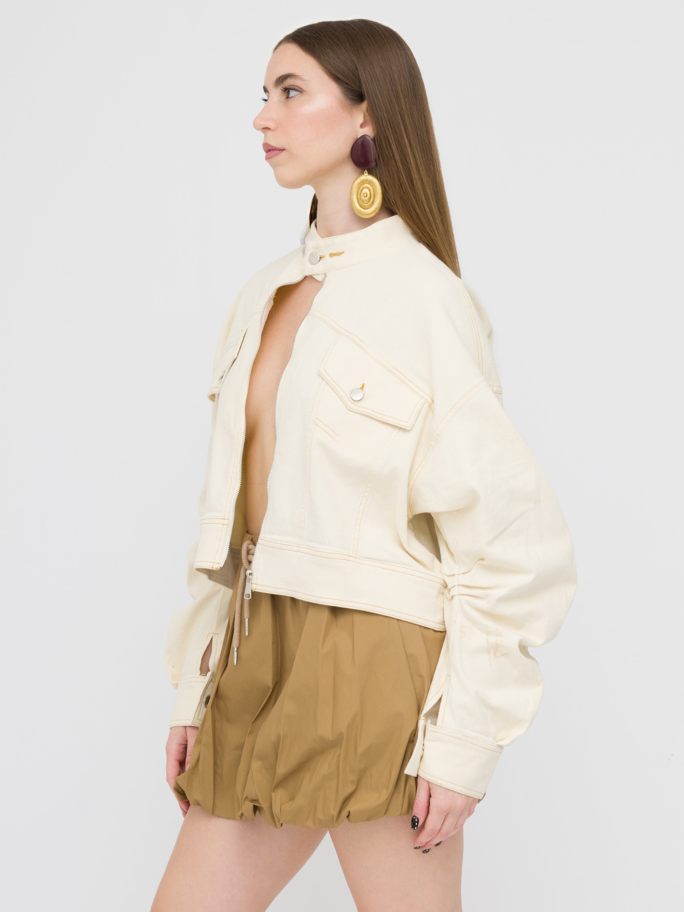 WEILI ZHENG- denim jacket White cream