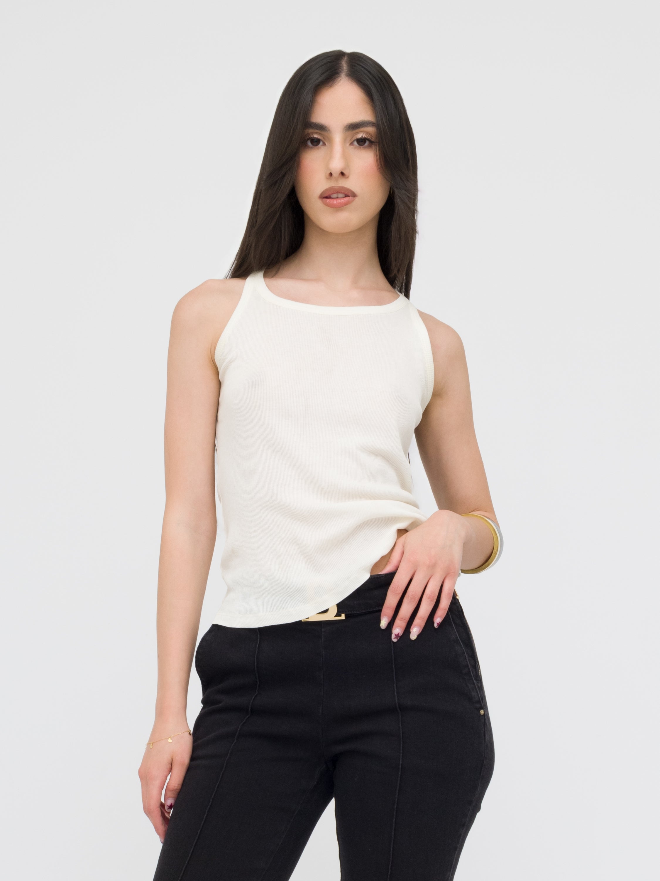 PINKO - canotta bianca con trasparenze