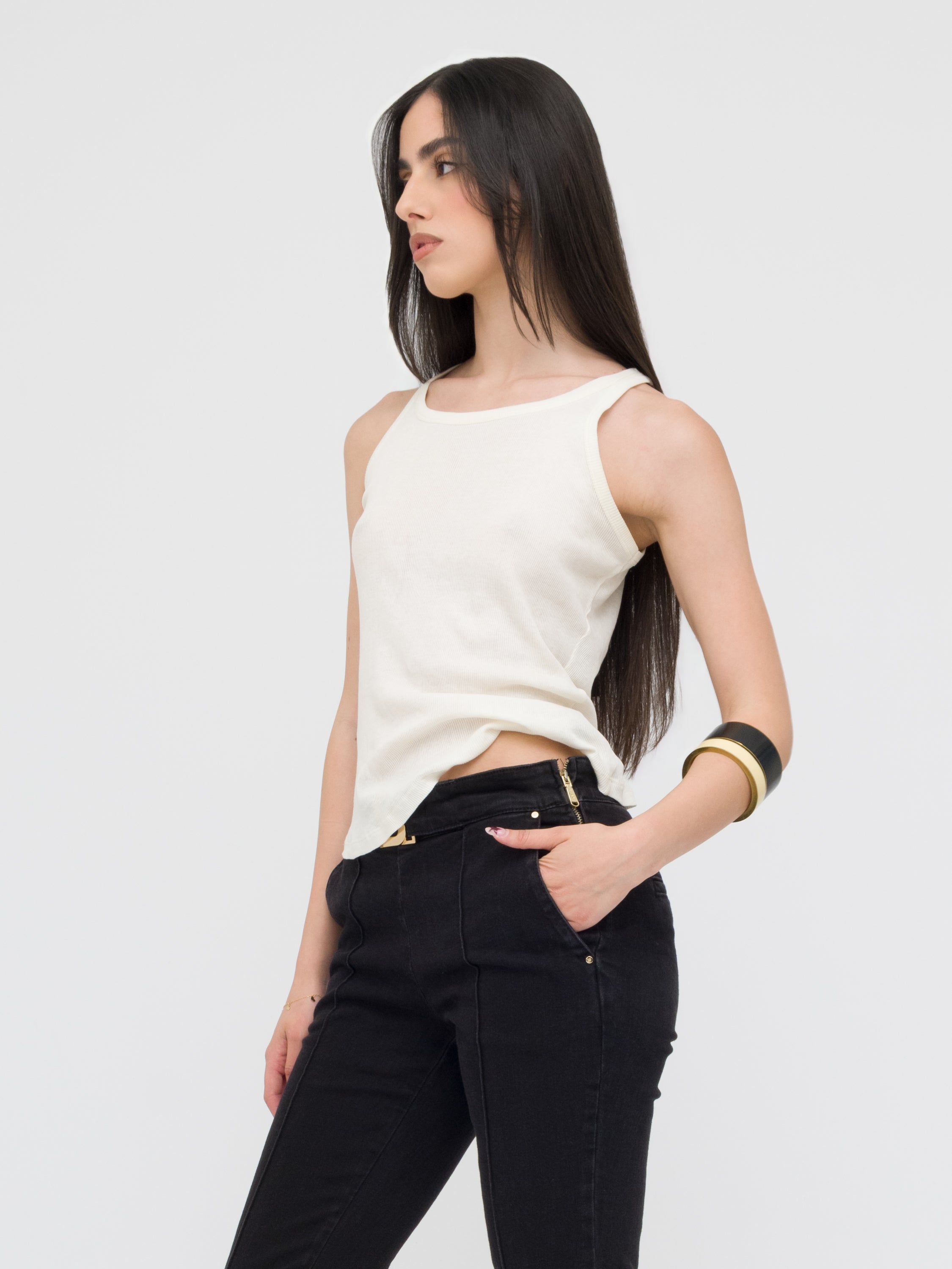 PINKO - canotta bianca con trasparenze