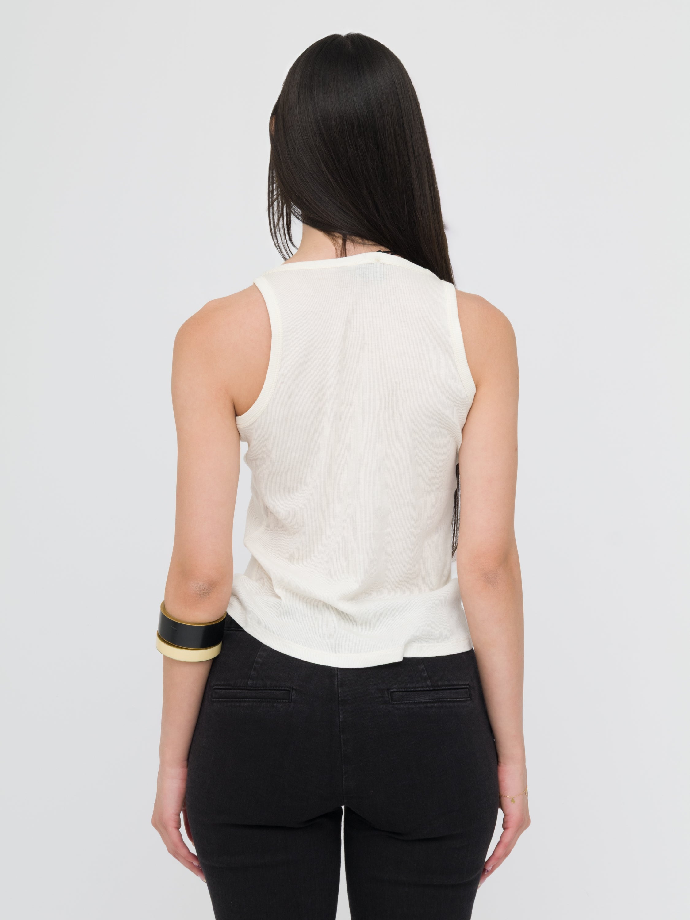 PINKO - canotta bianca con trasparenze