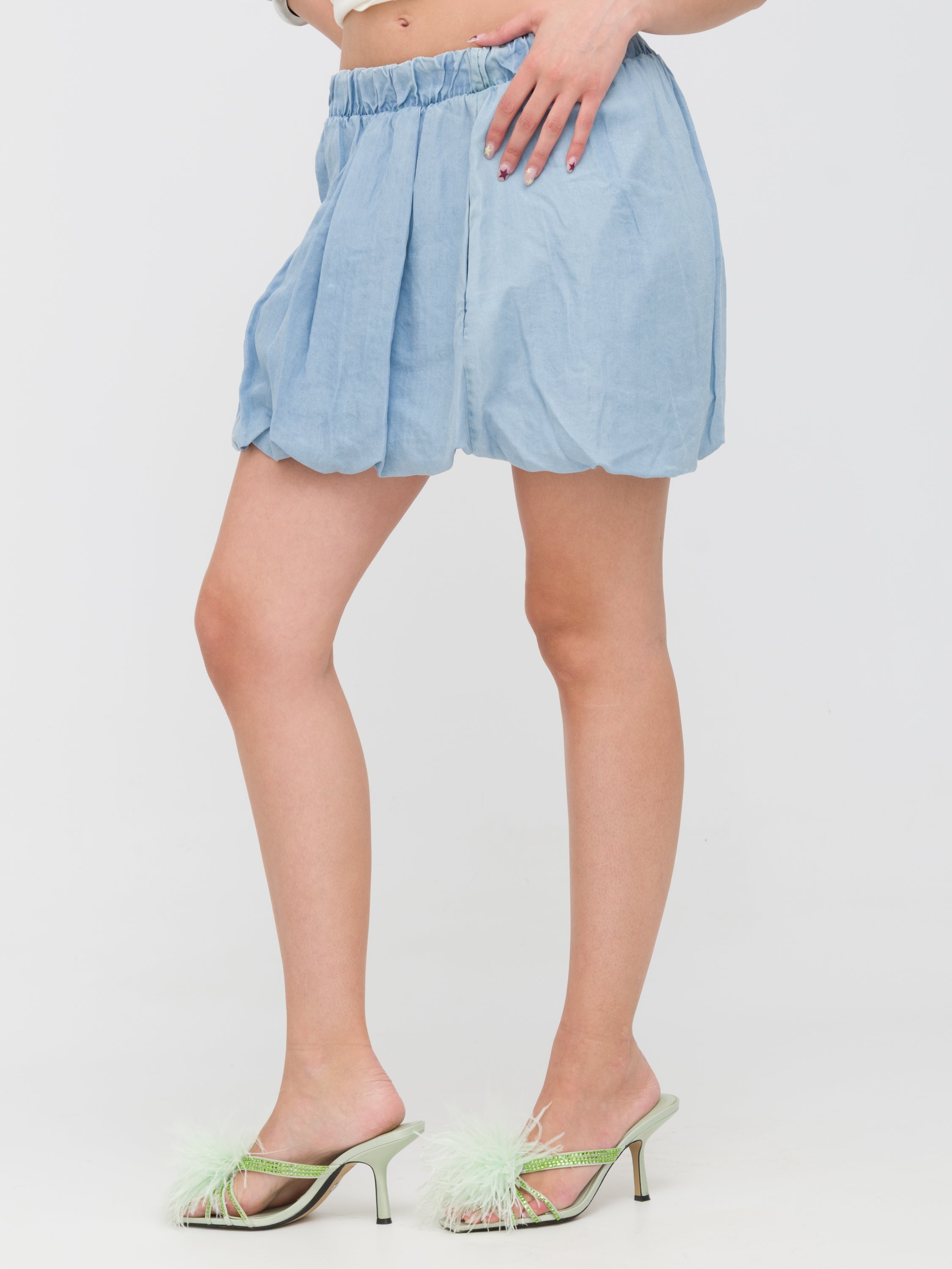 TENSIONE IN - gonna a vita bassa a palloncino in denim