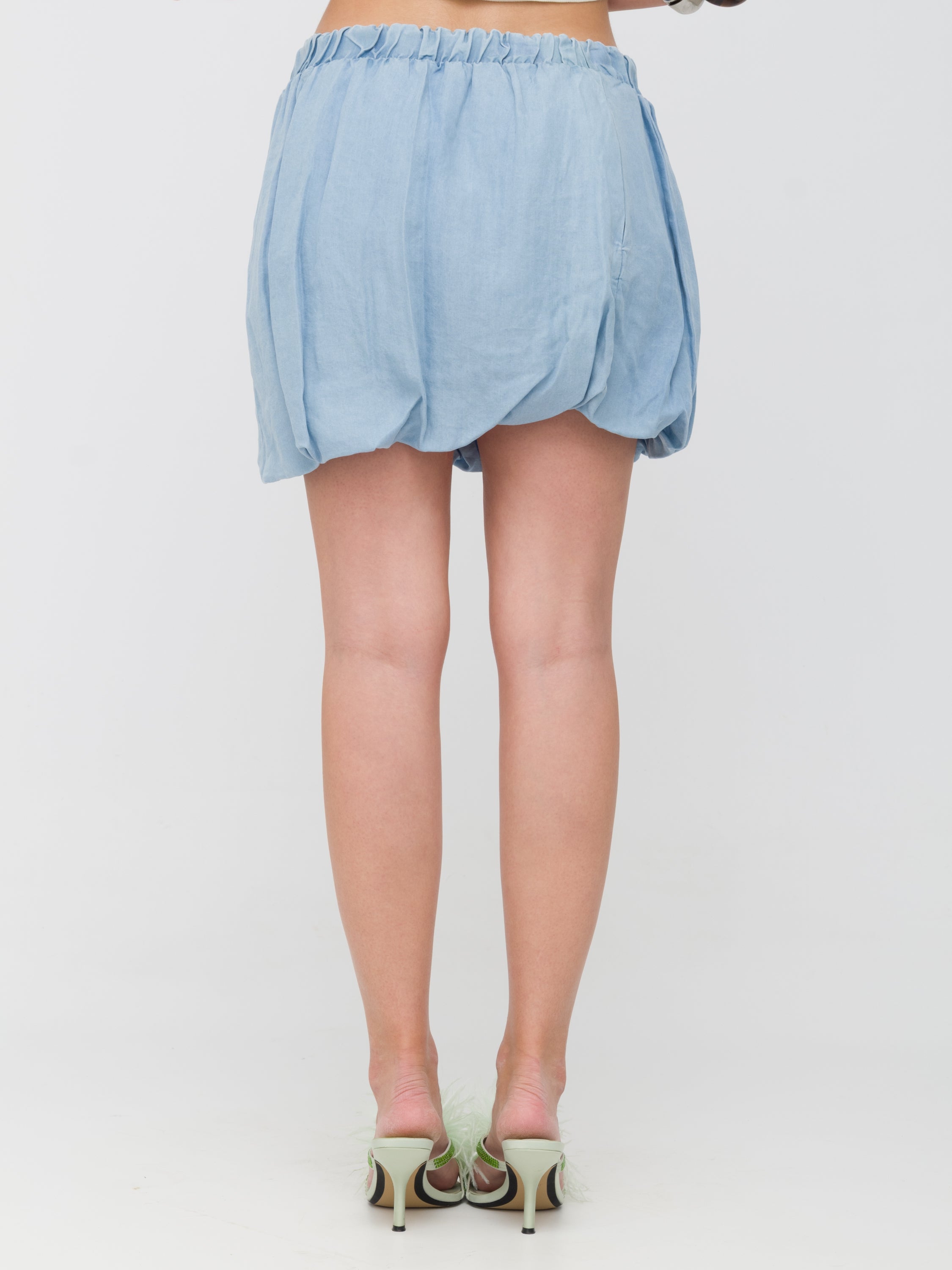 TENSIONE IN - gonna a vita bassa a palloncino in denim